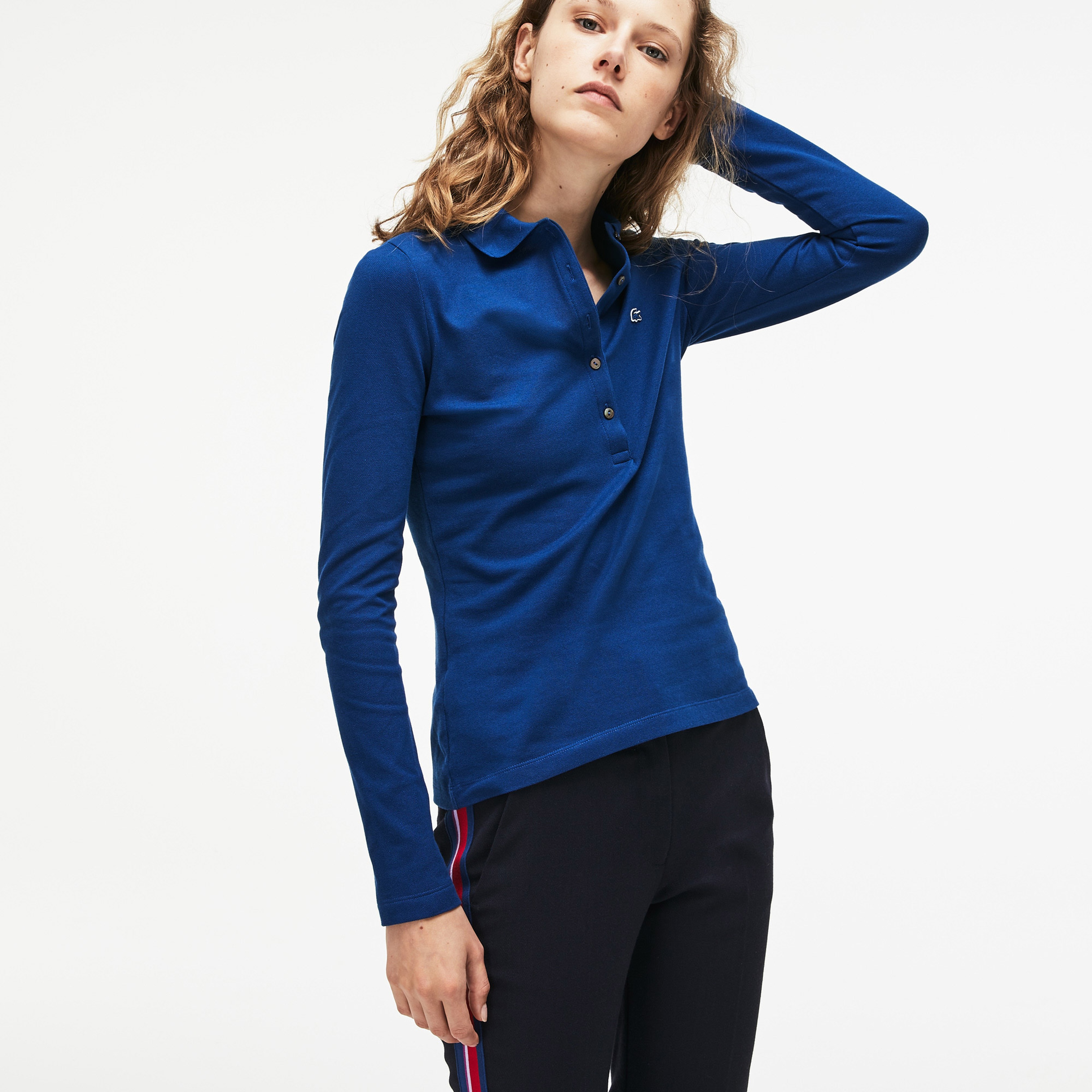 Lacoste Kadın Saks Uzun Kollu Mavi Polo