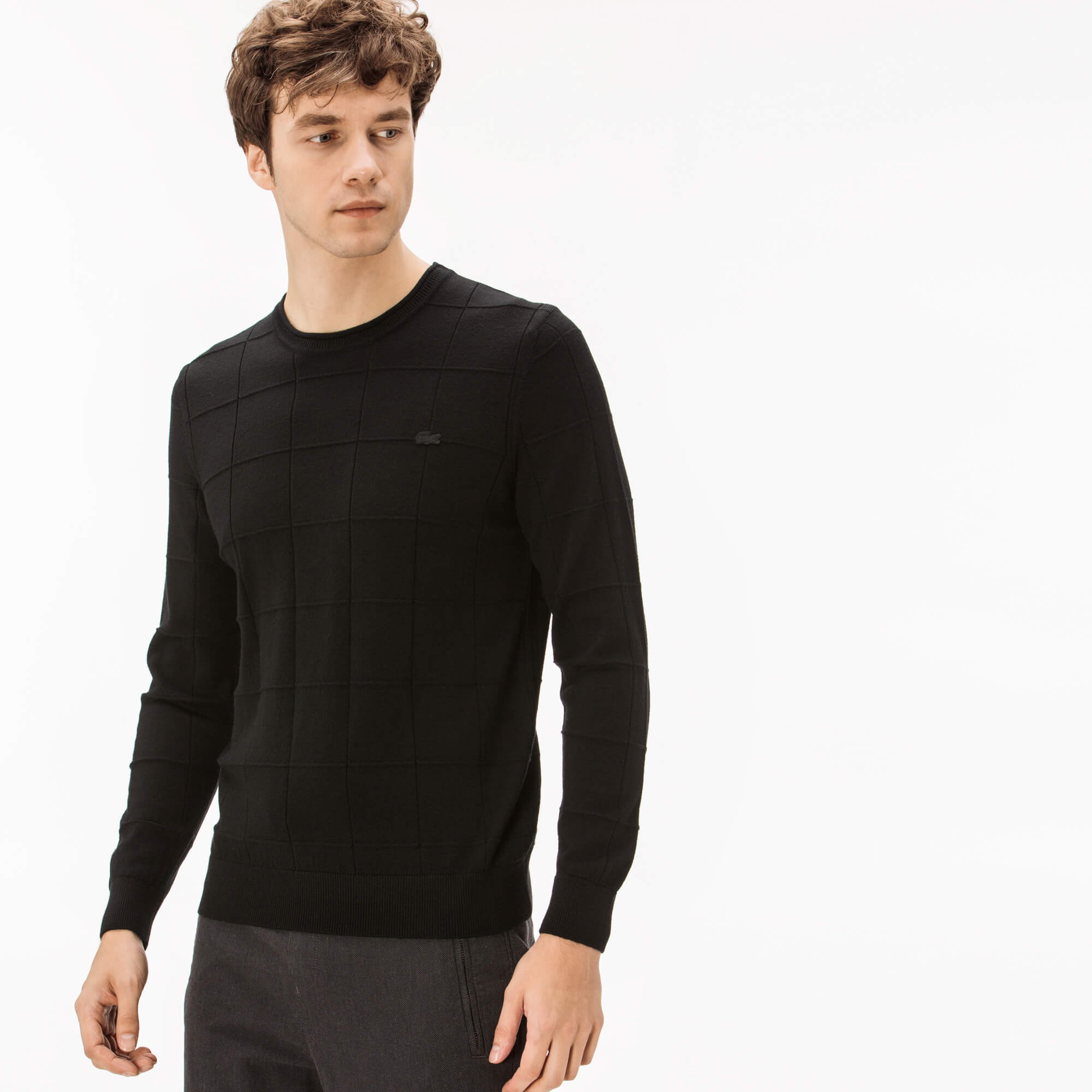 Lacoste Erkek Siyah Bisiklet Yaka Triko Kazak