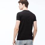 Erkek Slim Fit V Yaka Siyah T-Shirt