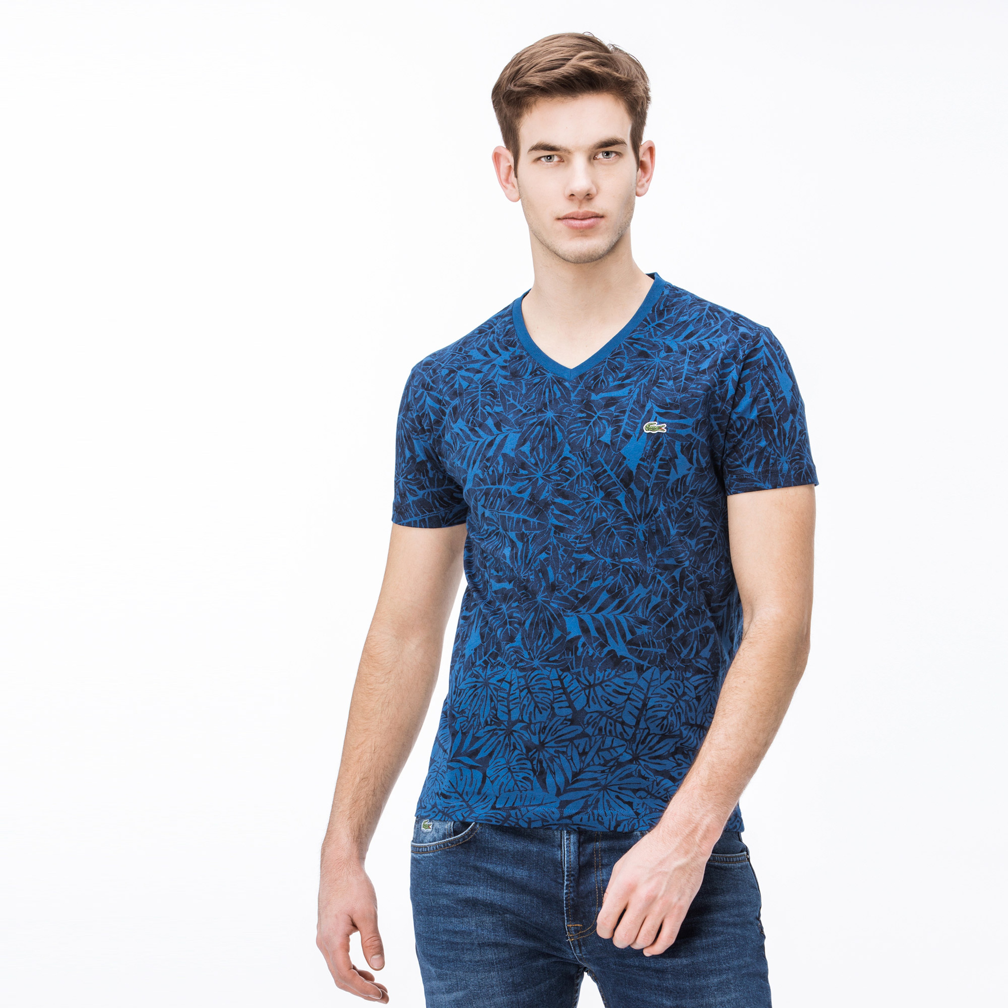 Lacoste Erkek V Yaka Lacivert T-Shirt