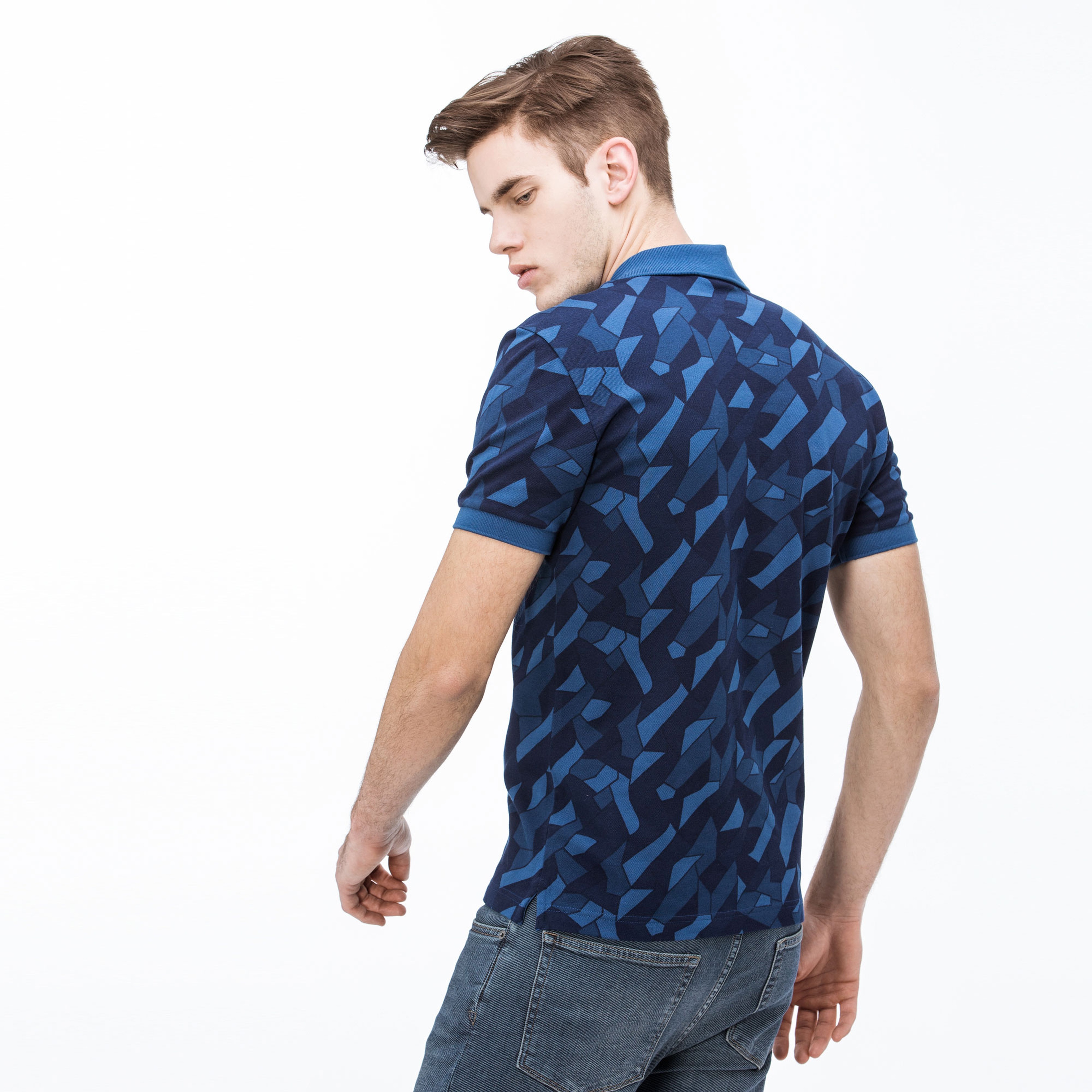 Lacoste Erkek Slim Fit Desenli Lacivert Polo