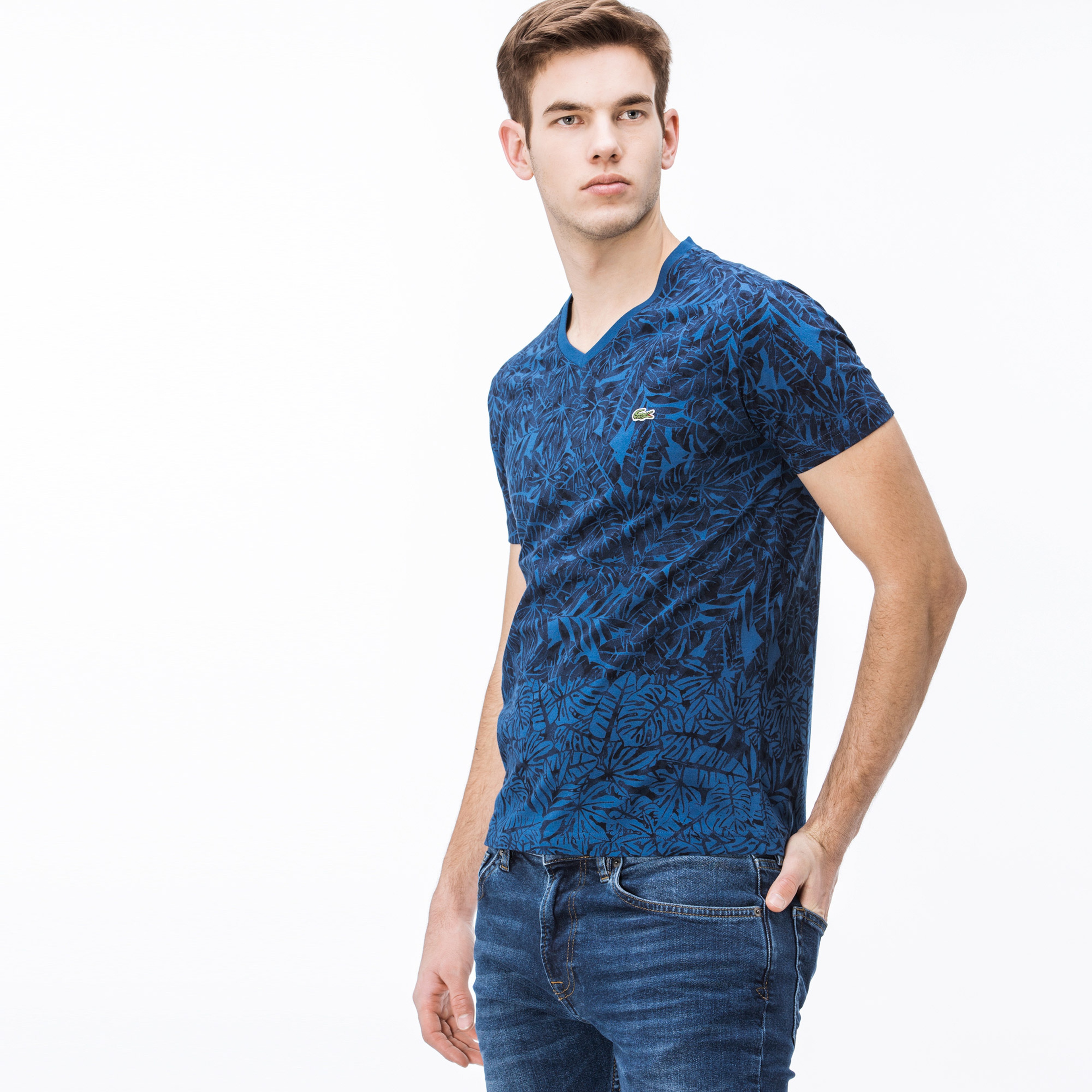 Lacoste Erkek V Yaka Lacivert T-Shirt