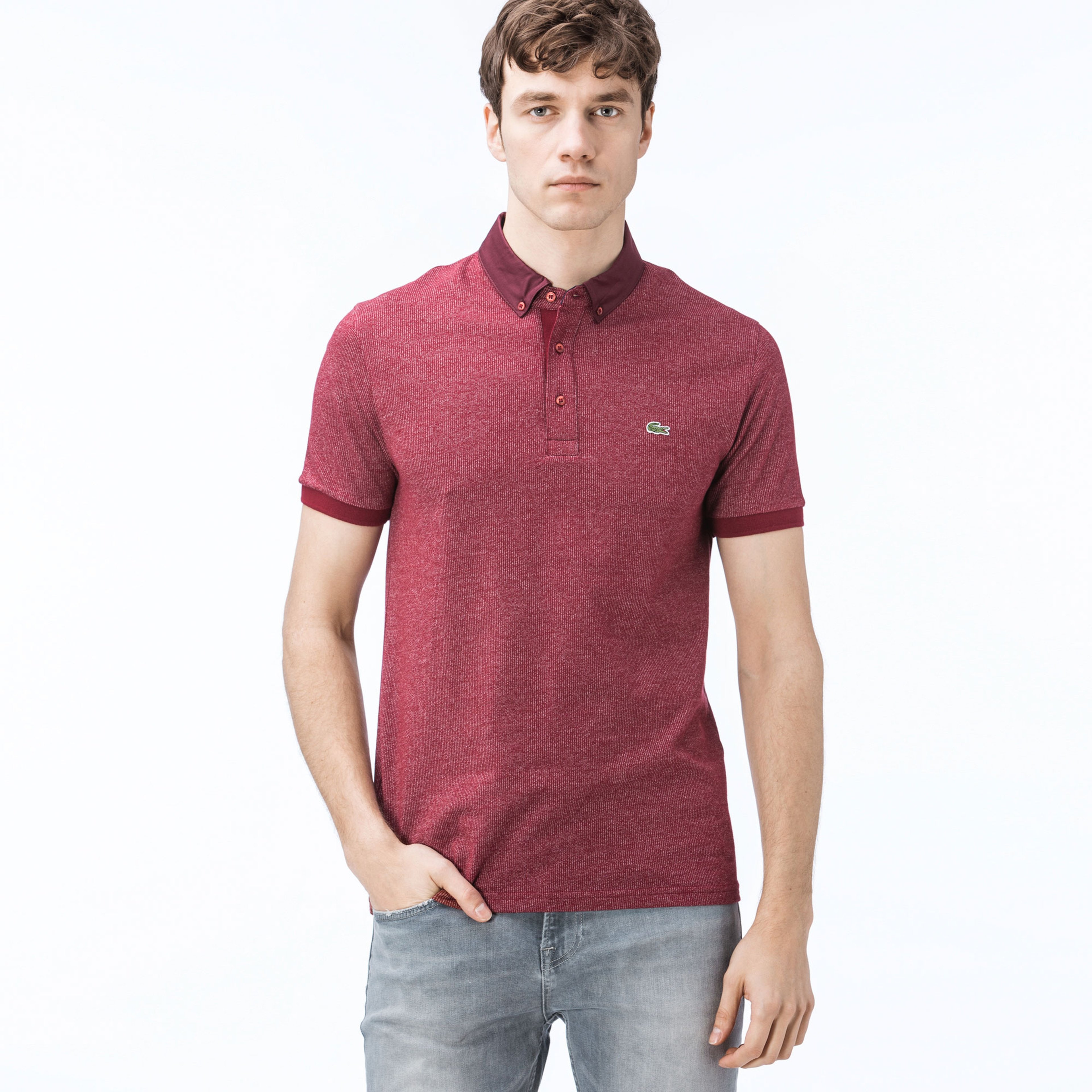 Lacoste Erkek Regular Fit Bordo Polo