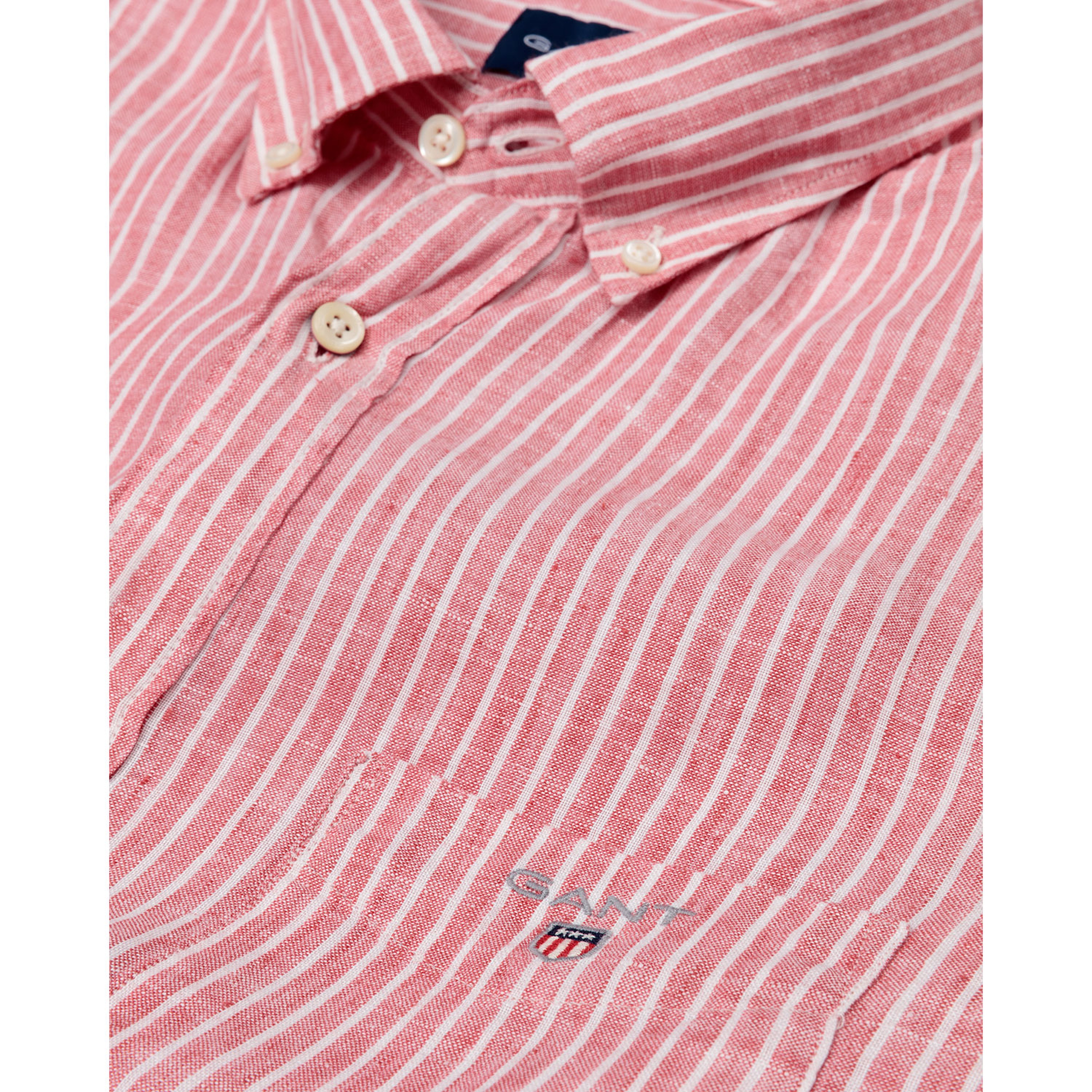 Gant Erkek Kırmızı Regular Fit Keten Banker Gömlek