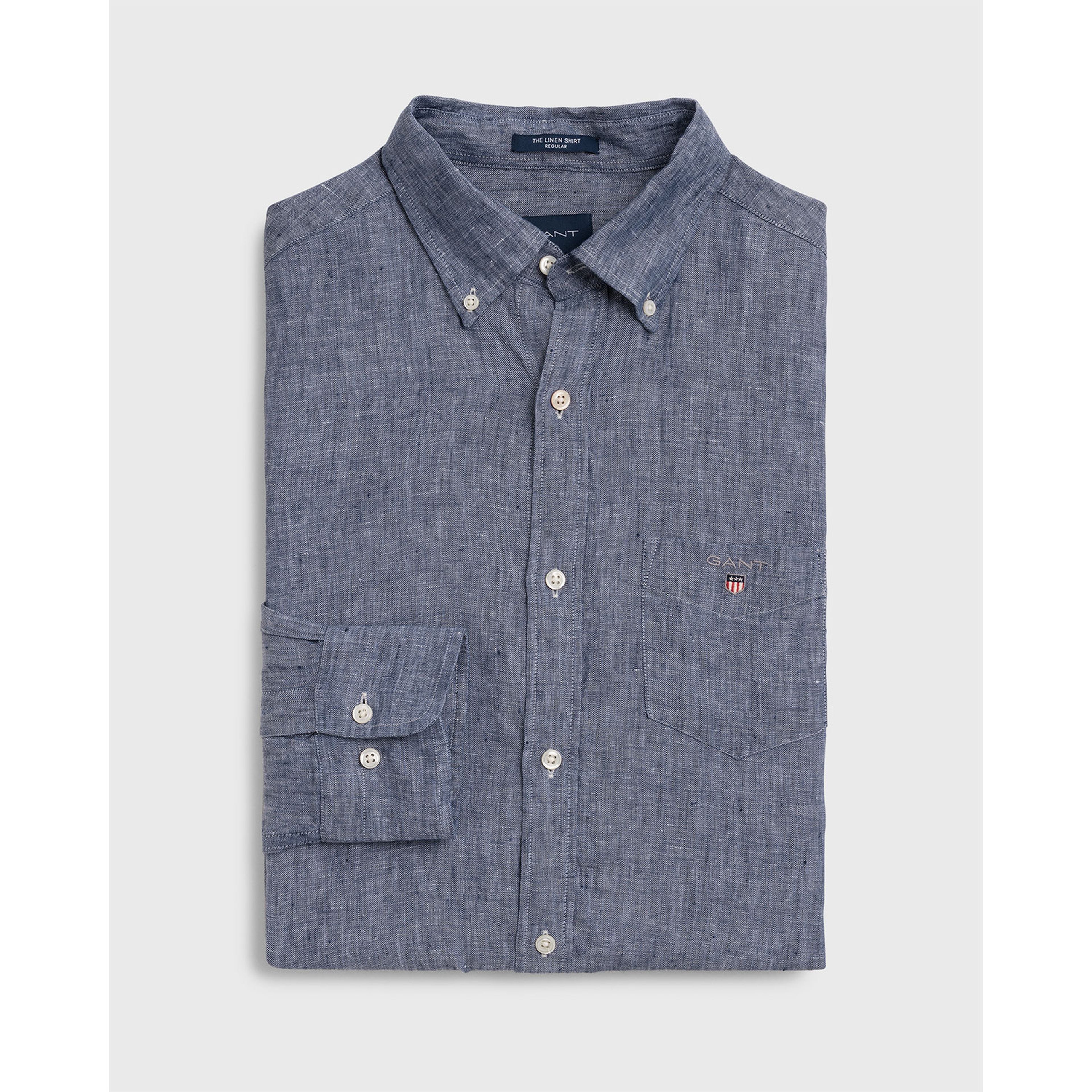 Gant Erkek Mavi Regular Fit Keten Gömlek