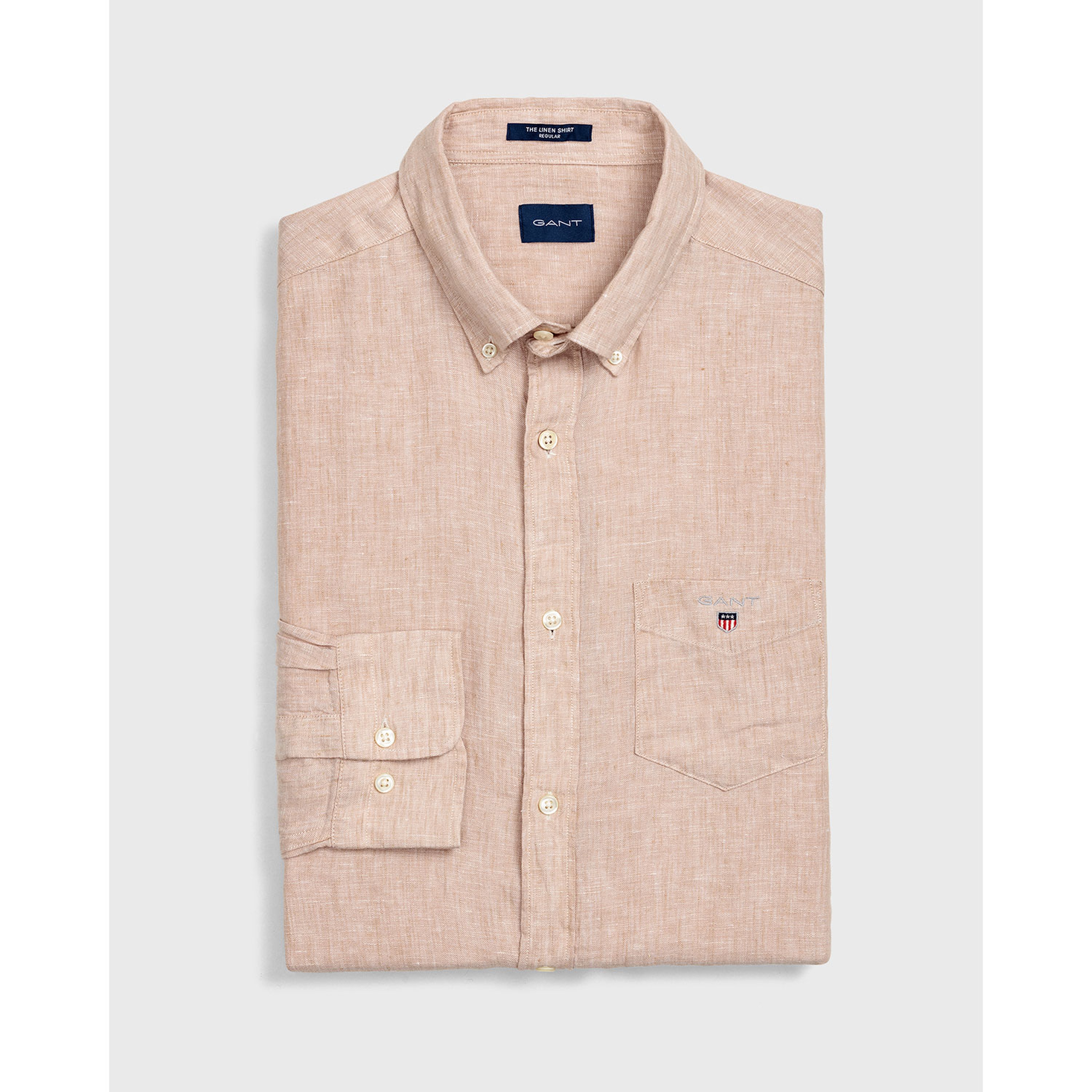 Gant Erkek Bej Regular Fit Keten Gömlek