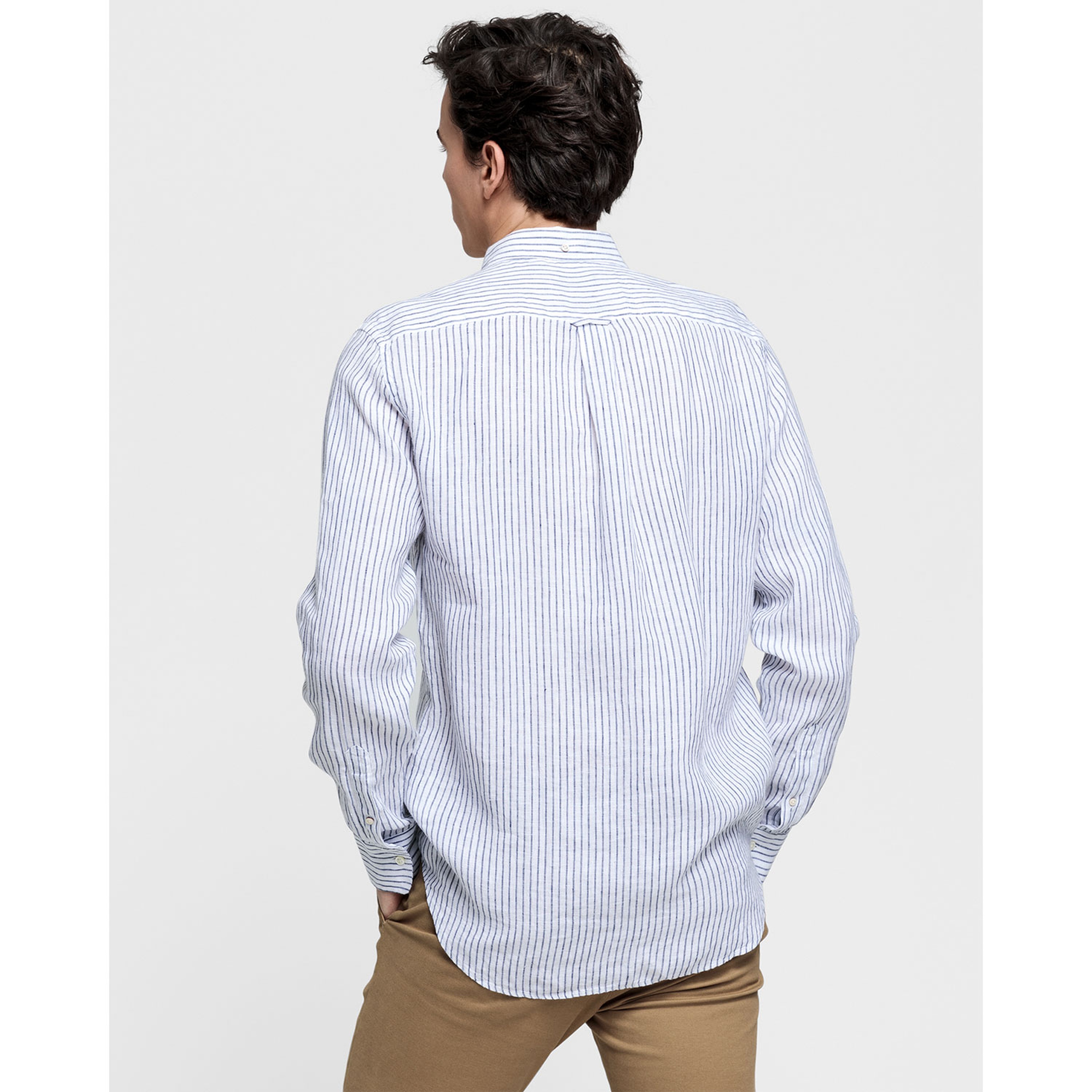 Gant Erkek Mavi Regular Fit Keten Banker Gömlek