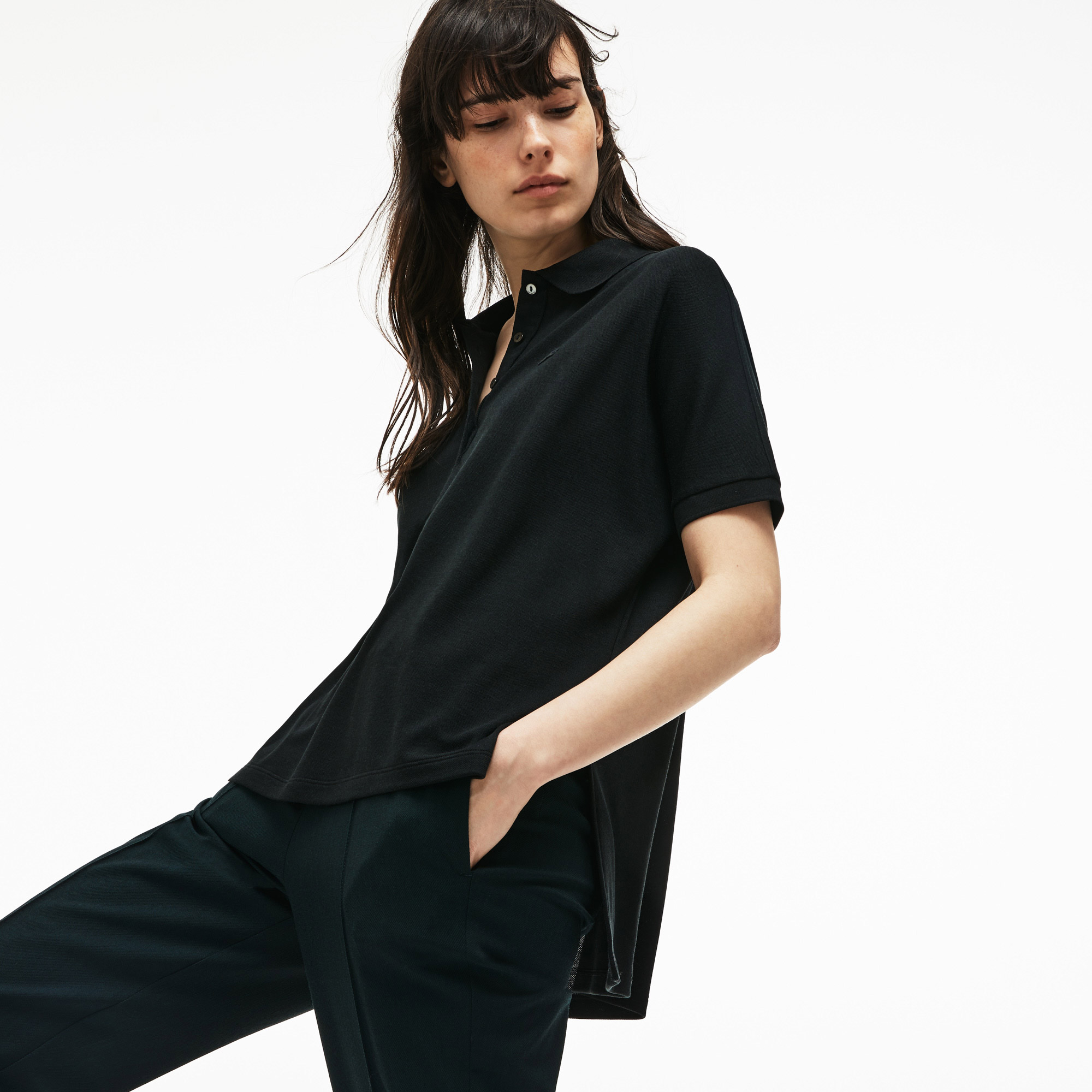 Lacoste Motion Relax Fit Kadın Siyah Polo