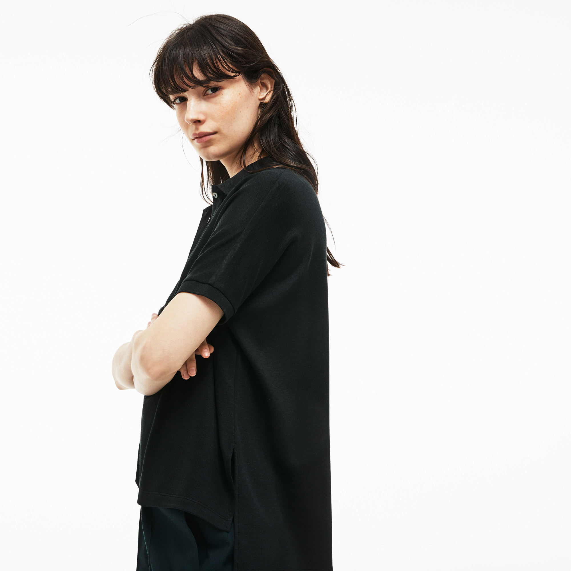 Lacoste Motion Relax Fit Kadın Siyah Polo