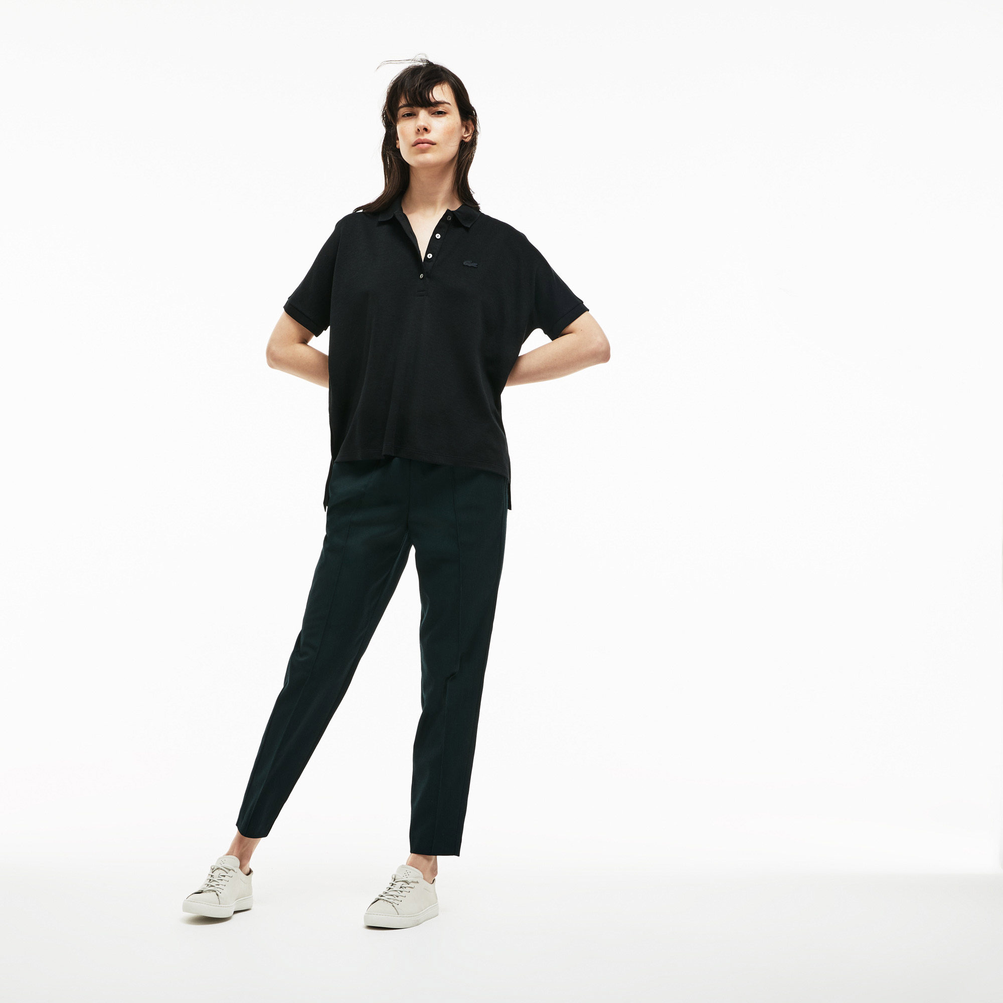 Lacoste Motion Relax Fit Kadın Siyah Polo