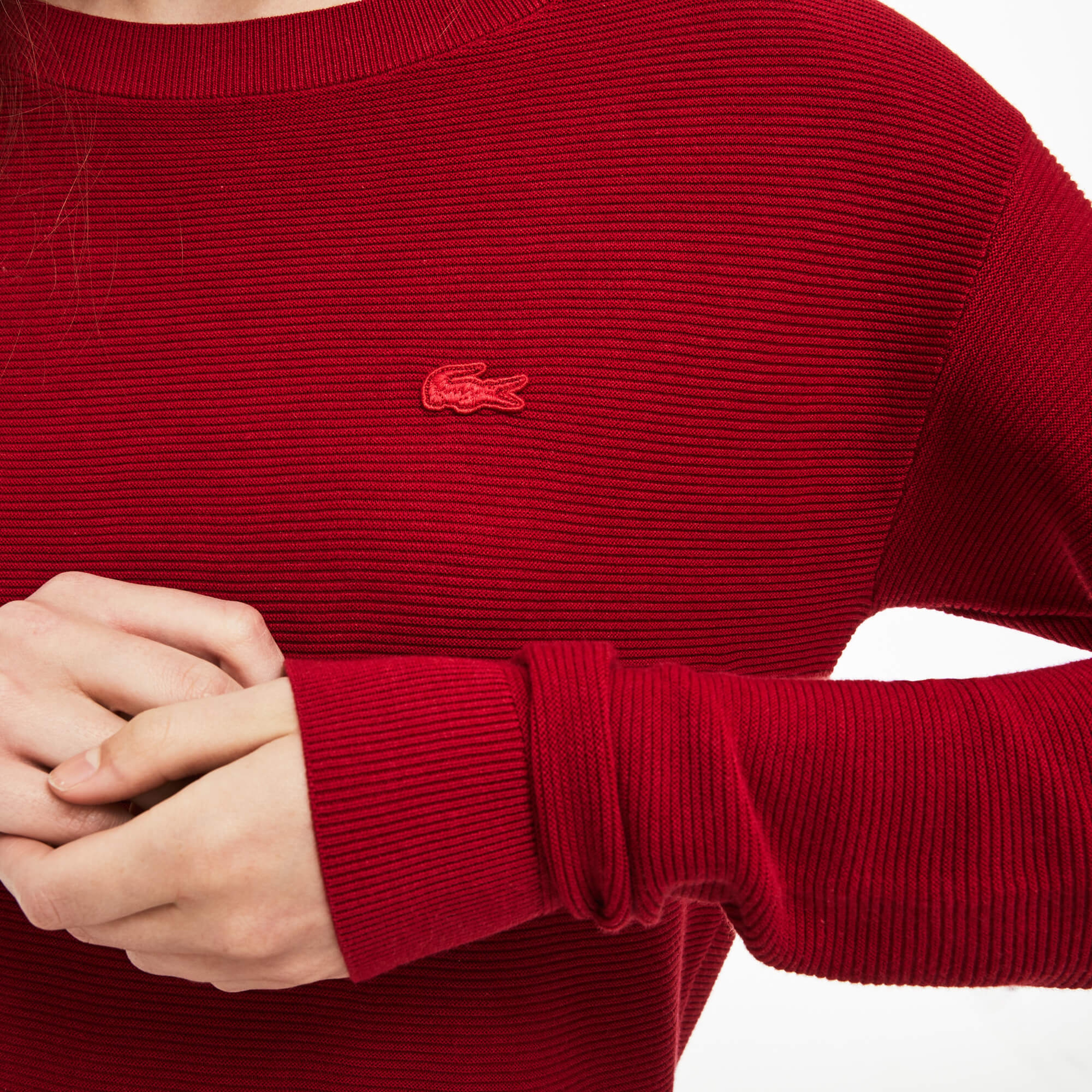 Lacoste Kadın Koyu Kırmızı Triko Kazak