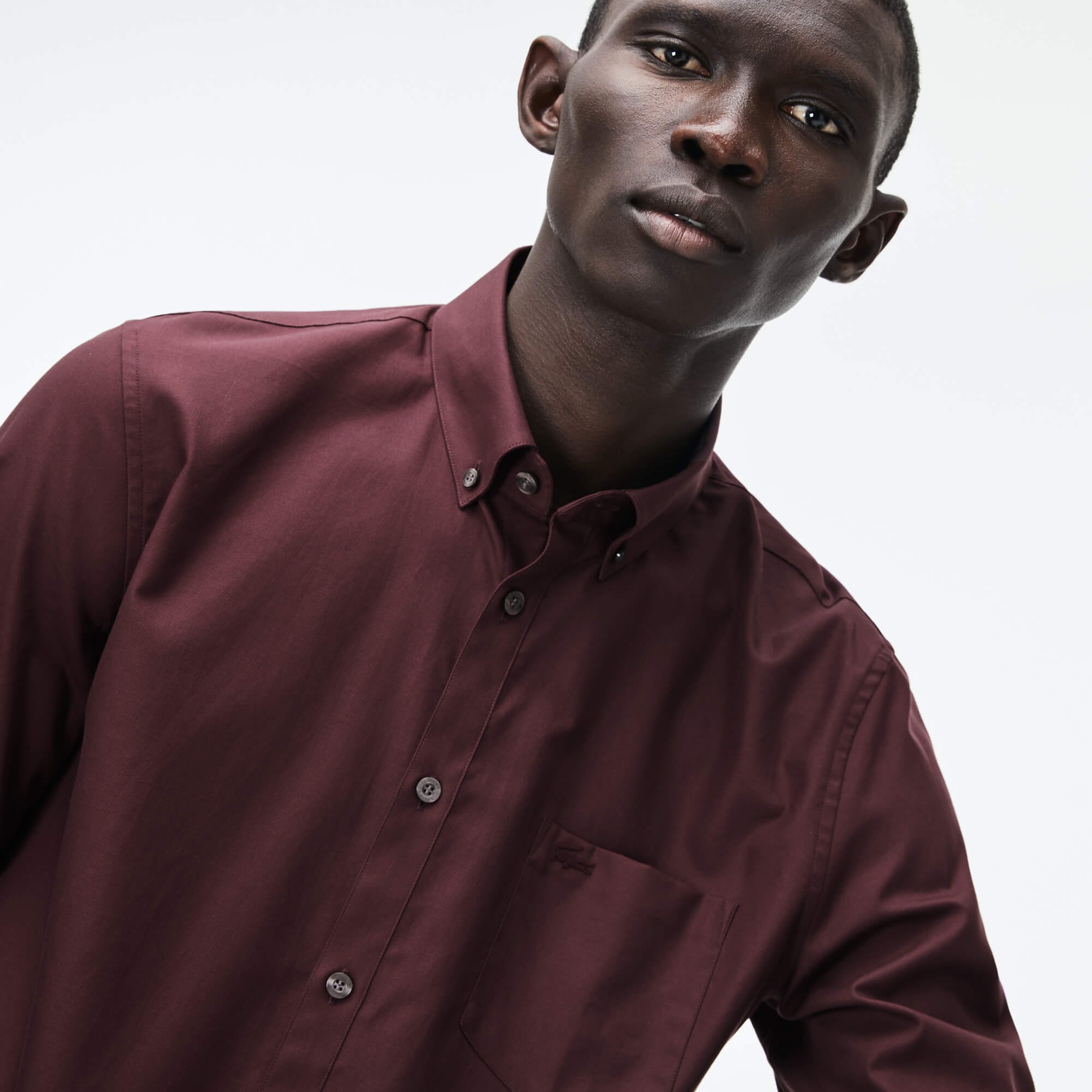 Lacoste Erkek Regular Fit Düğmeli Yaka Bordo Gömlek