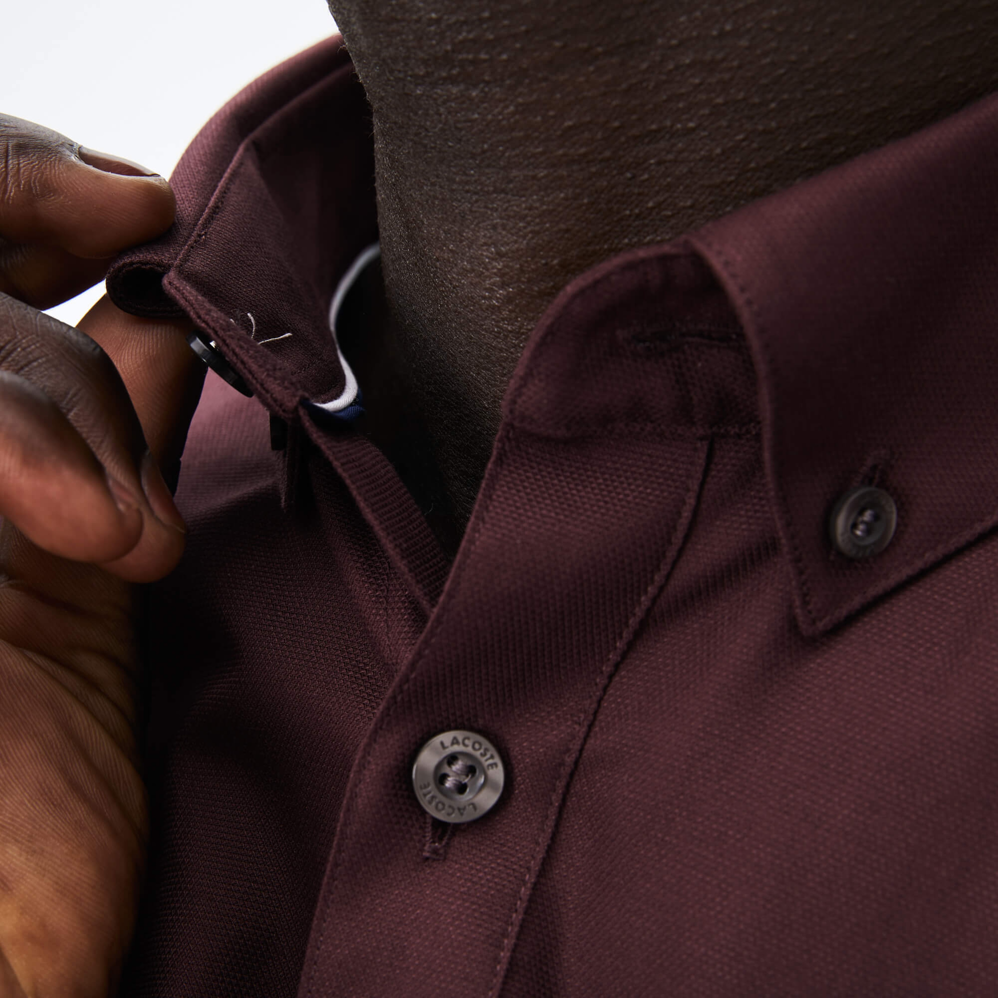 Lacoste Erkek Regular Fit Düğmeli Yaka Bordo Gömlek