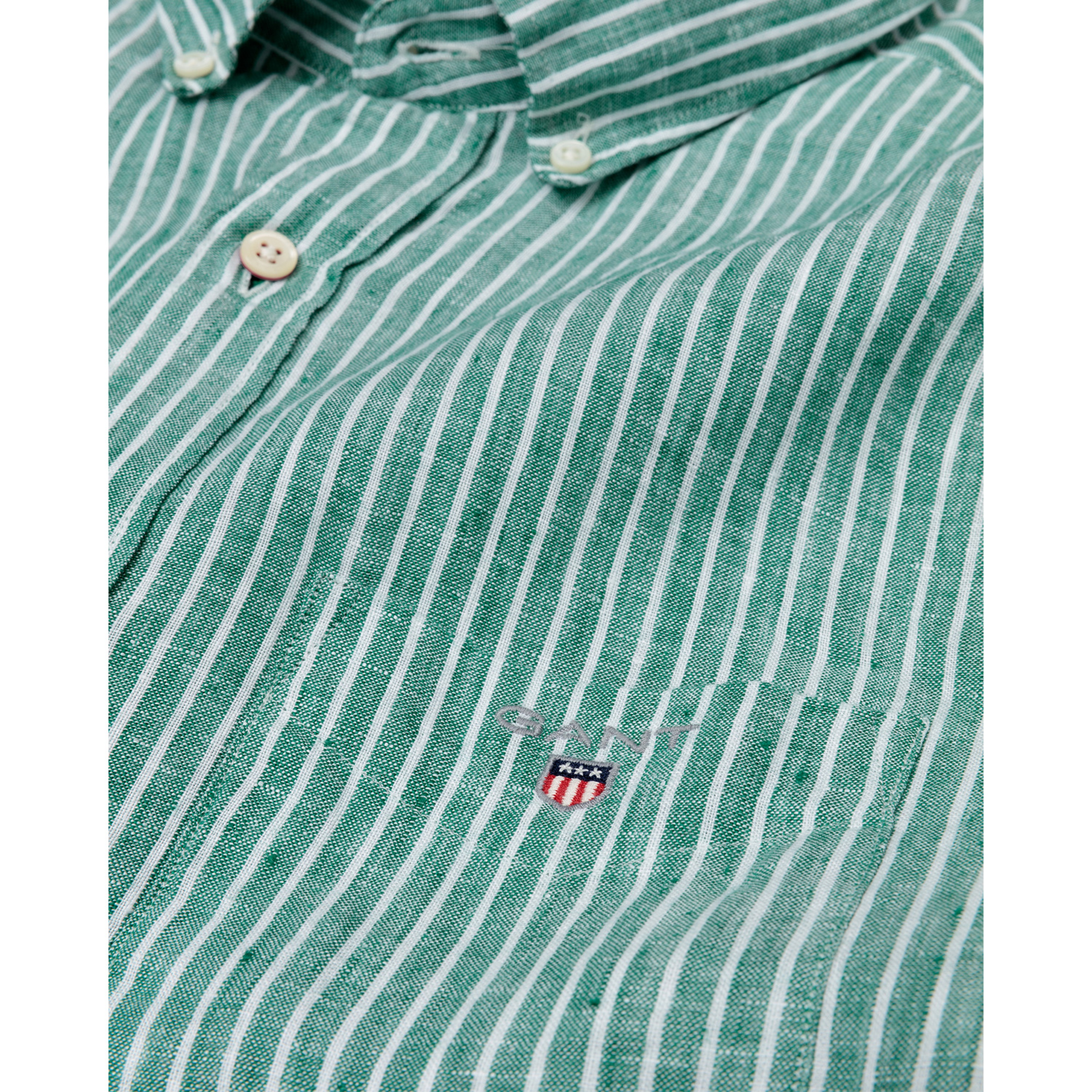 Gant Erkek Yeşil Regular Fit Keten Banker Gömlek