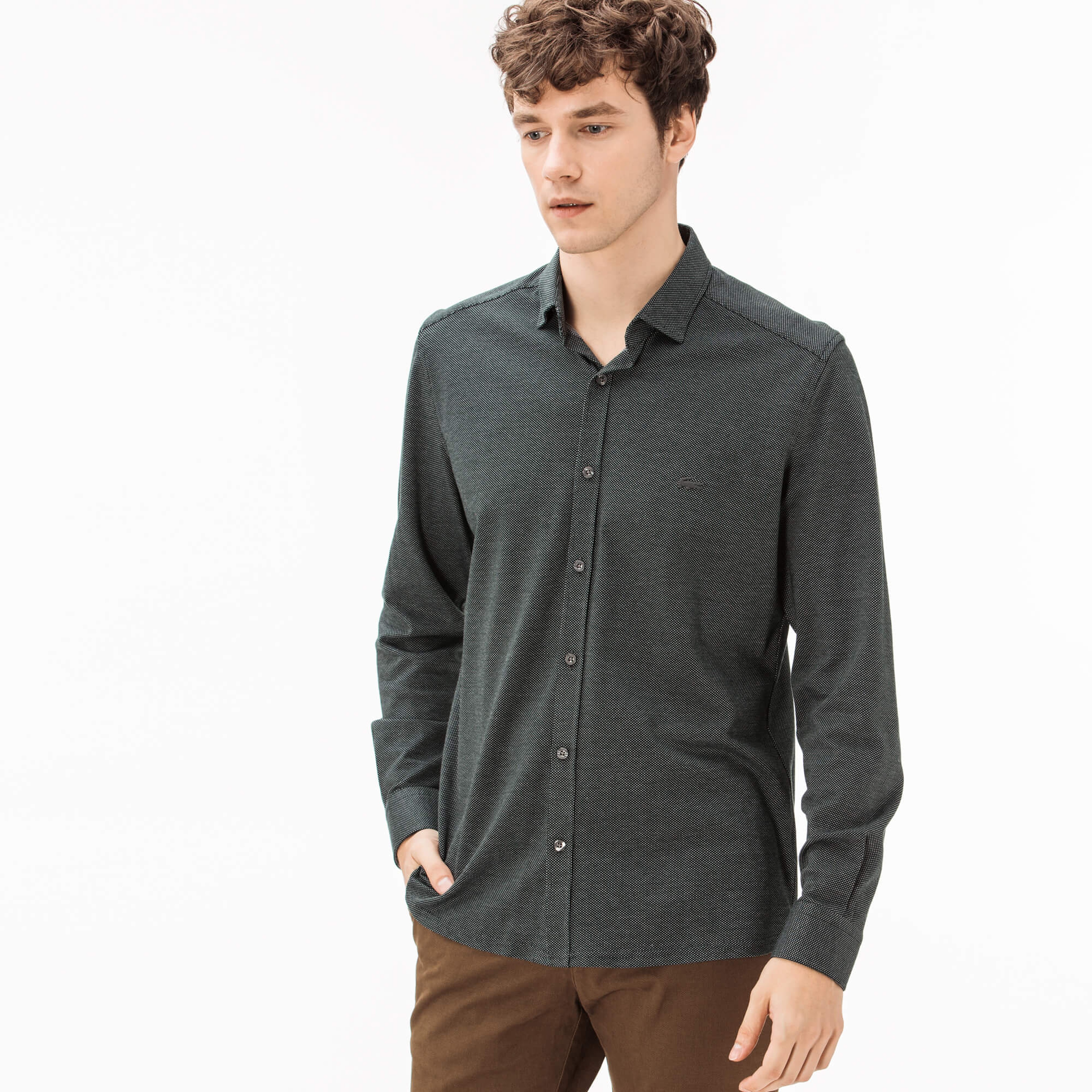 Lacoste Erkek Slim Fit Yeşil Gömlek