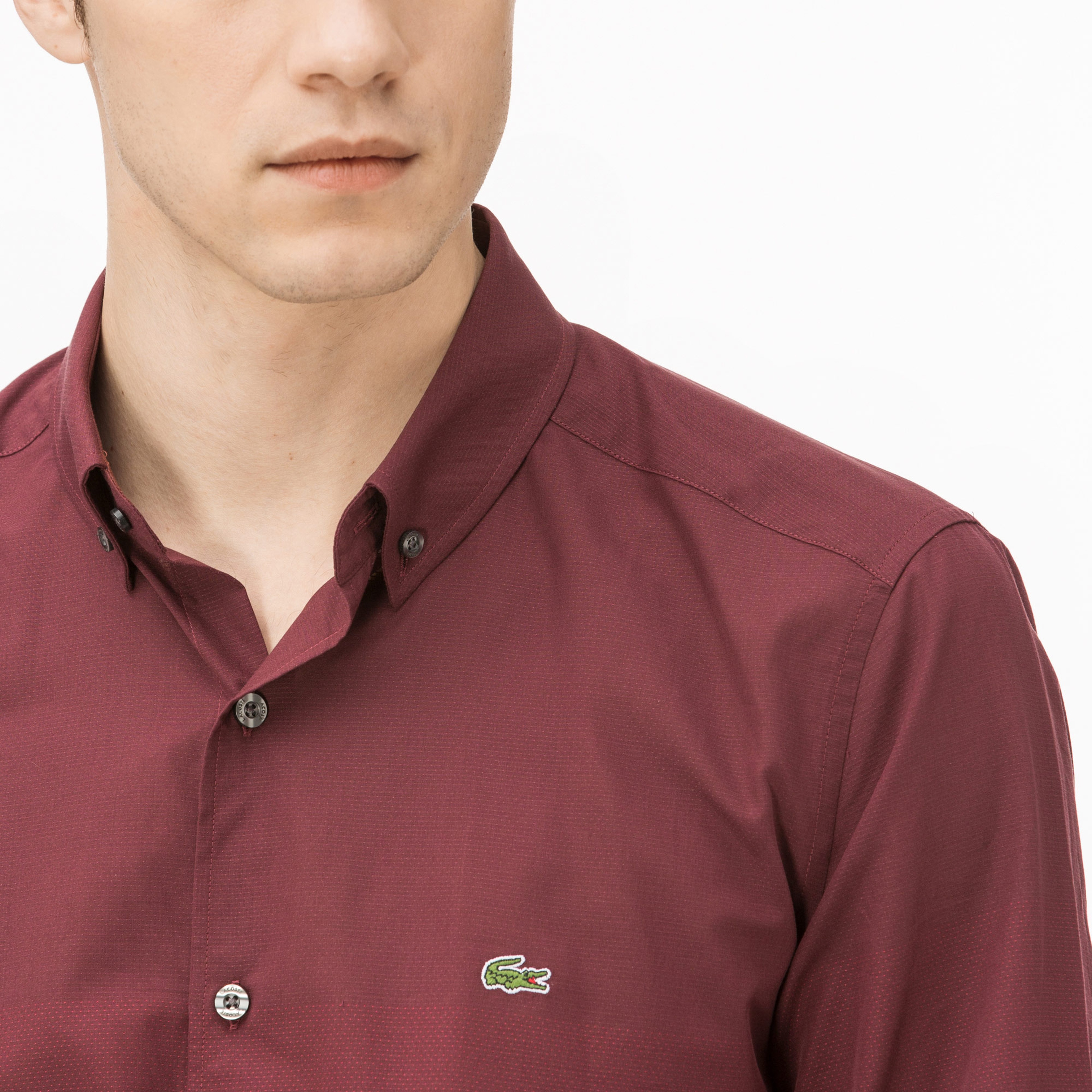Lacoste Erkek Slim Fit Bordo Gömlek