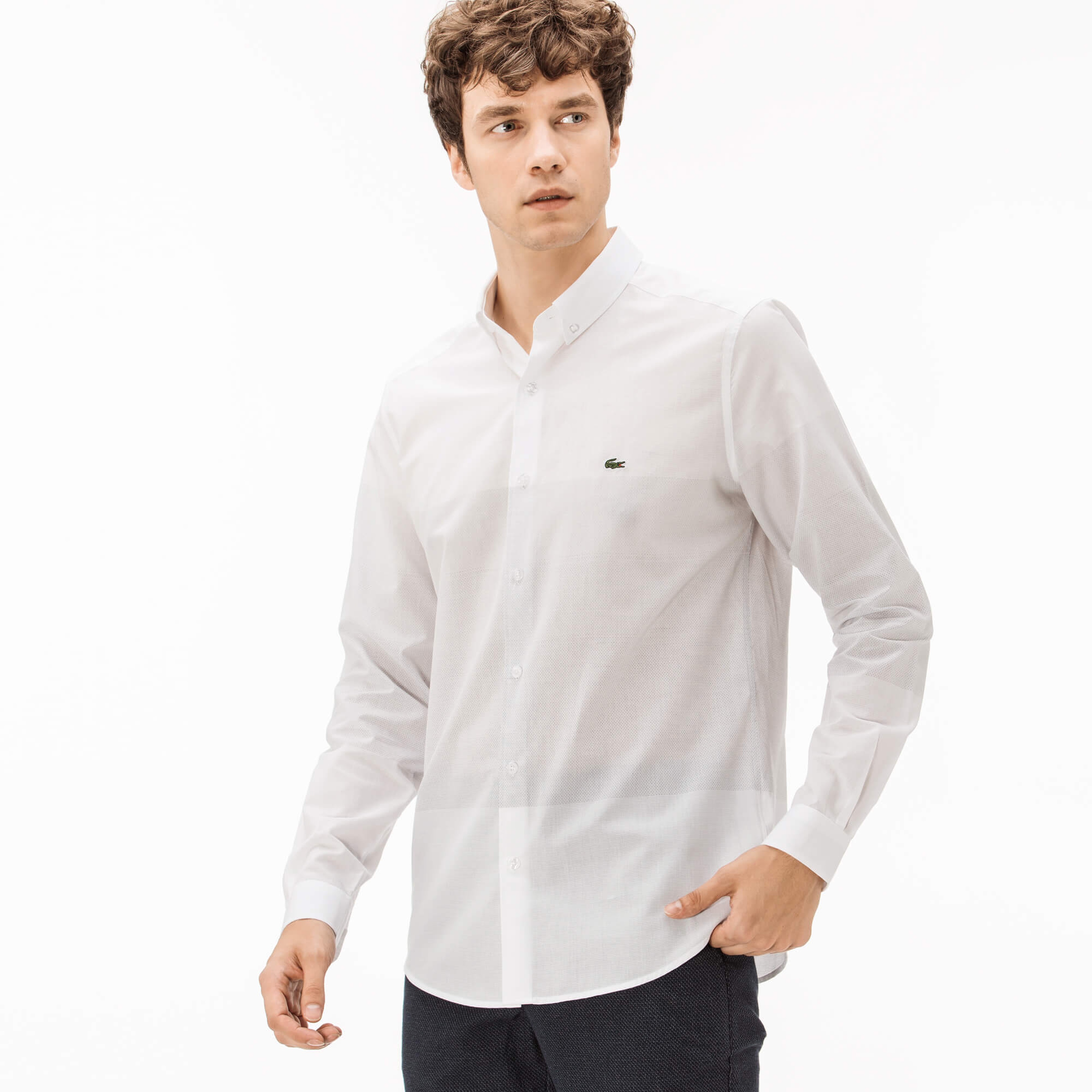 Lacoste Erkek Slim Fit Beyaz Gömlek