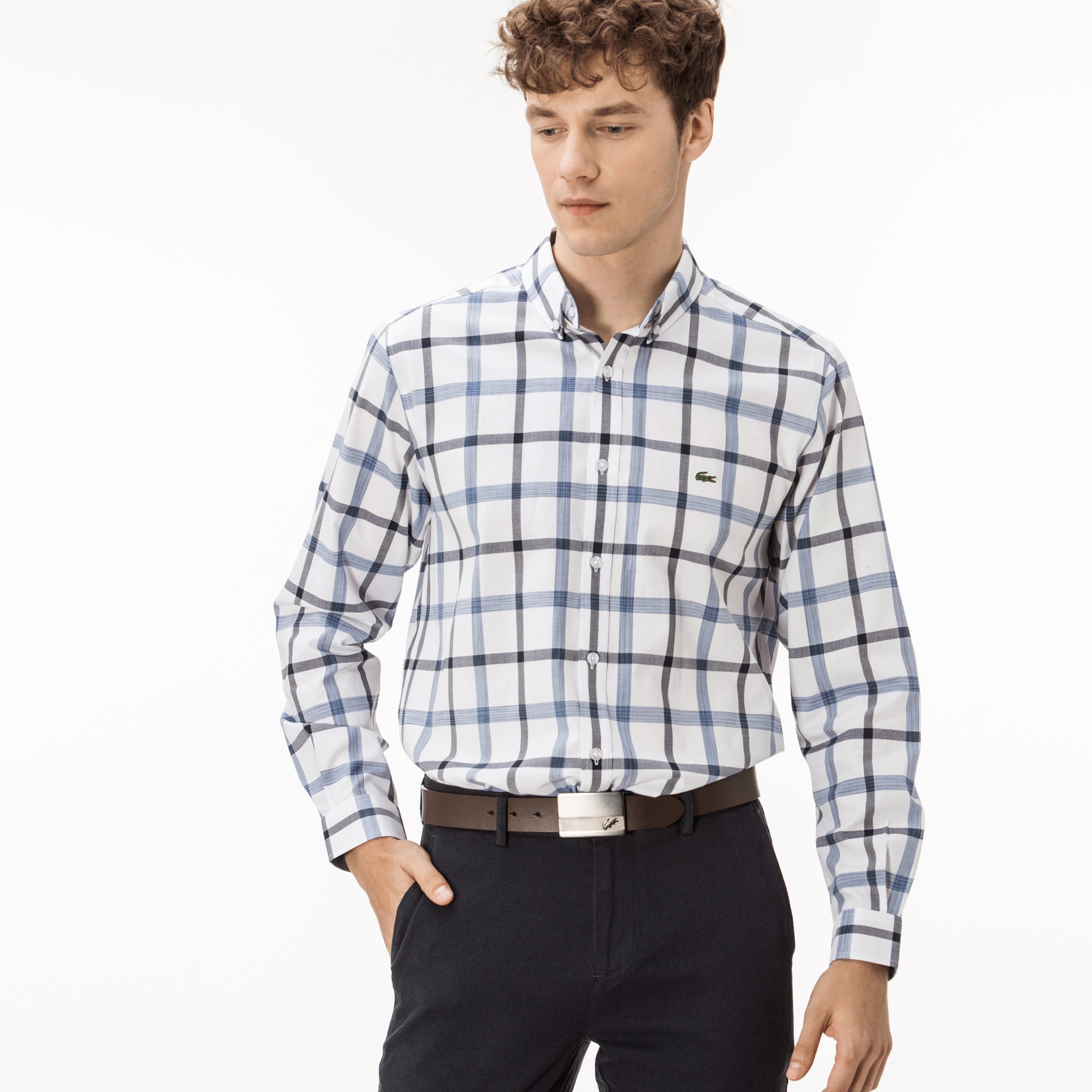 Lacoste Erkek Regular Fit Mavi Ekose Gömlek