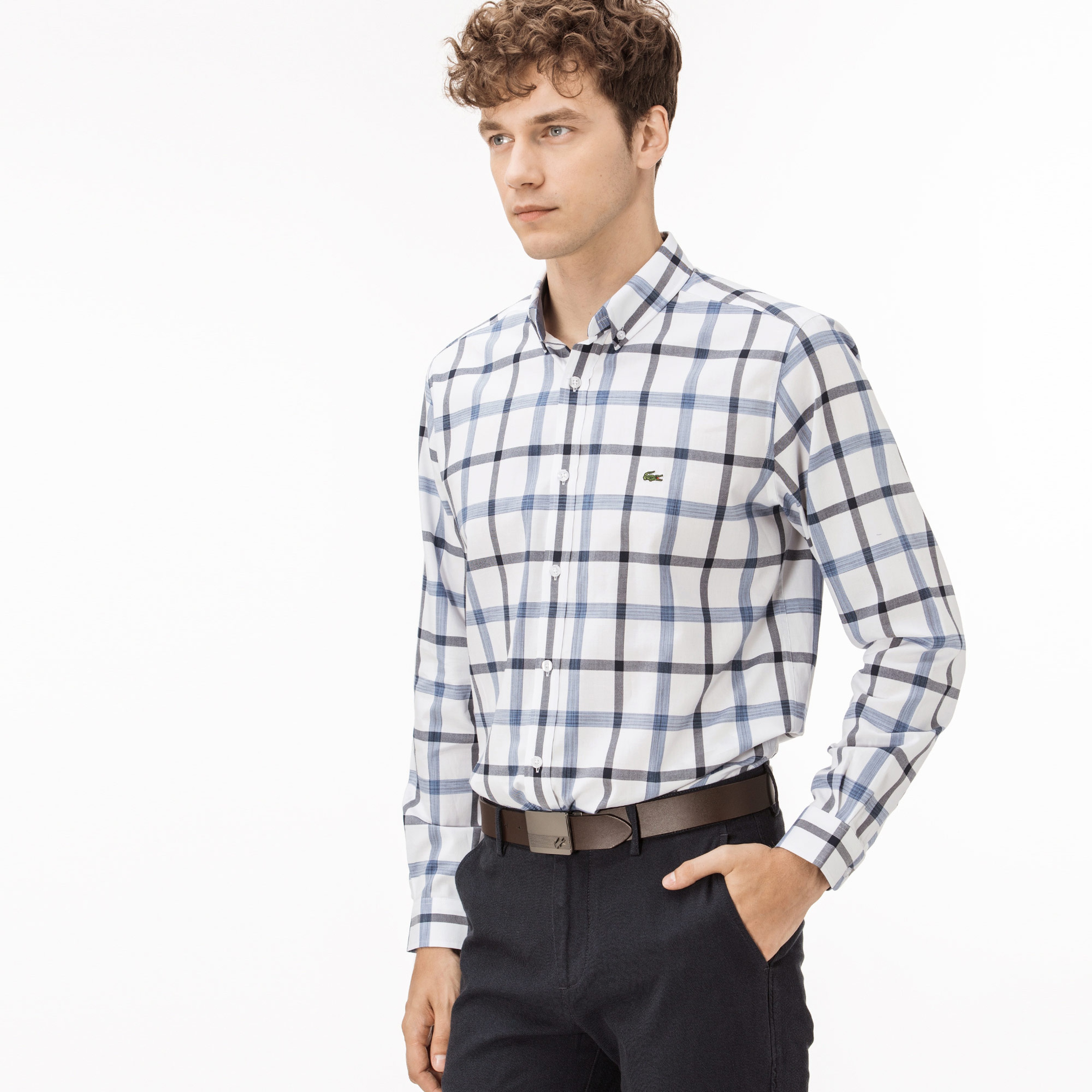 Lacoste Erkek Regular Fit Mavi Ekose Gömlek