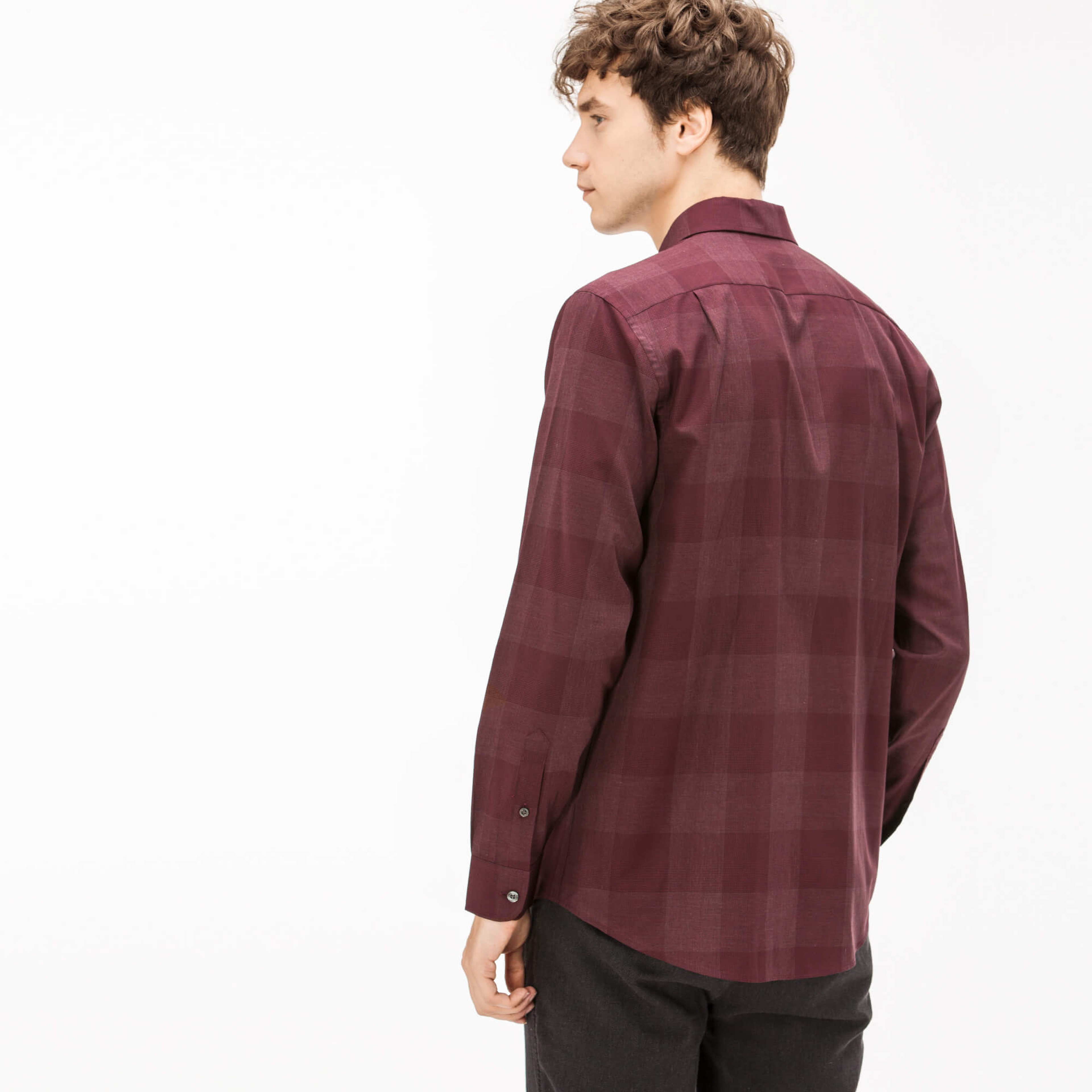 Lacoste Erkek Regular Fit Bordo Ekose Gömlek