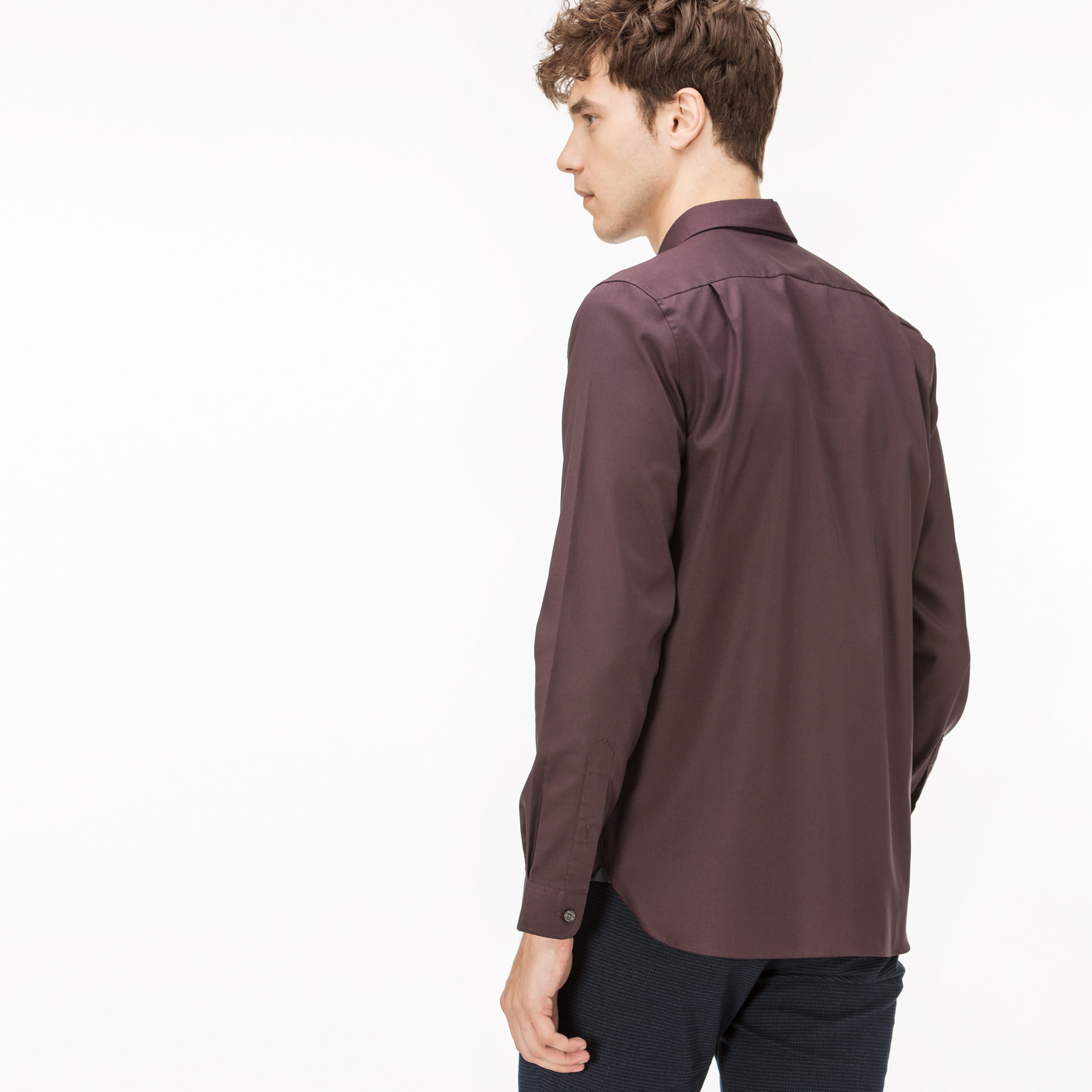 Lacoste Erkek Slim Fit Bordo Oxford Gömlek