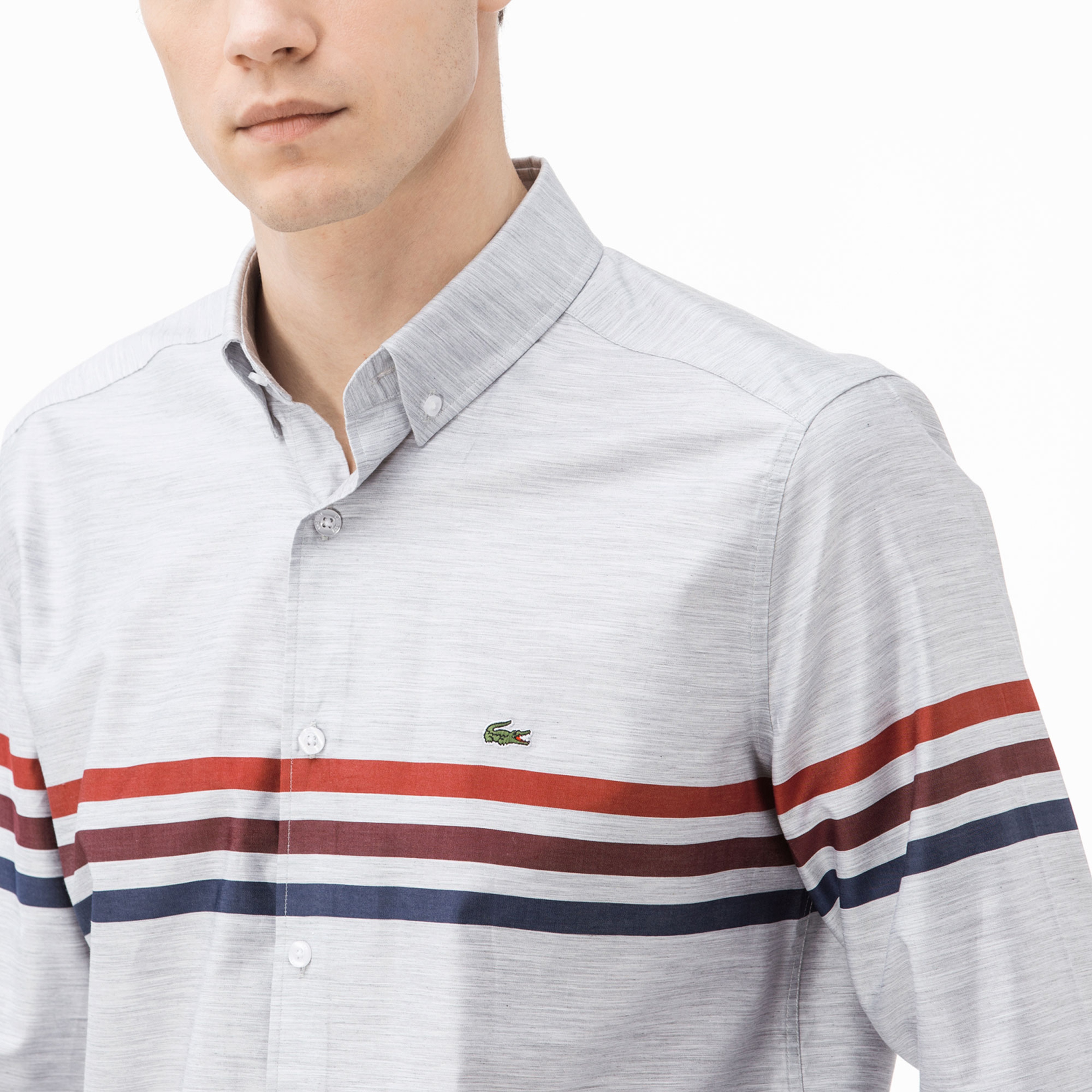 Lacoste Erkek Slim Fit Gri Gömlek