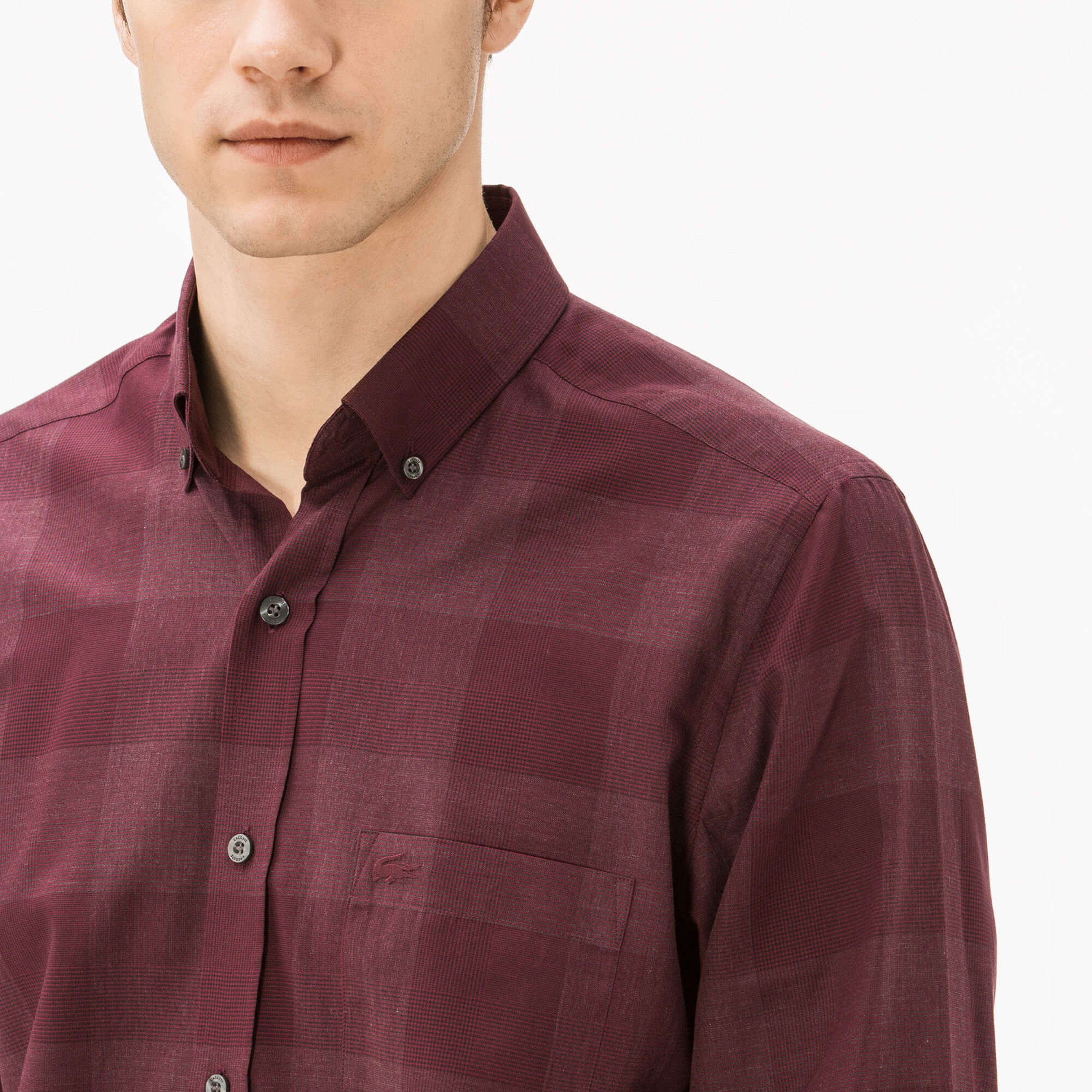 Lacoste Erkek Regular Fit Bordo Ekose Gömlek