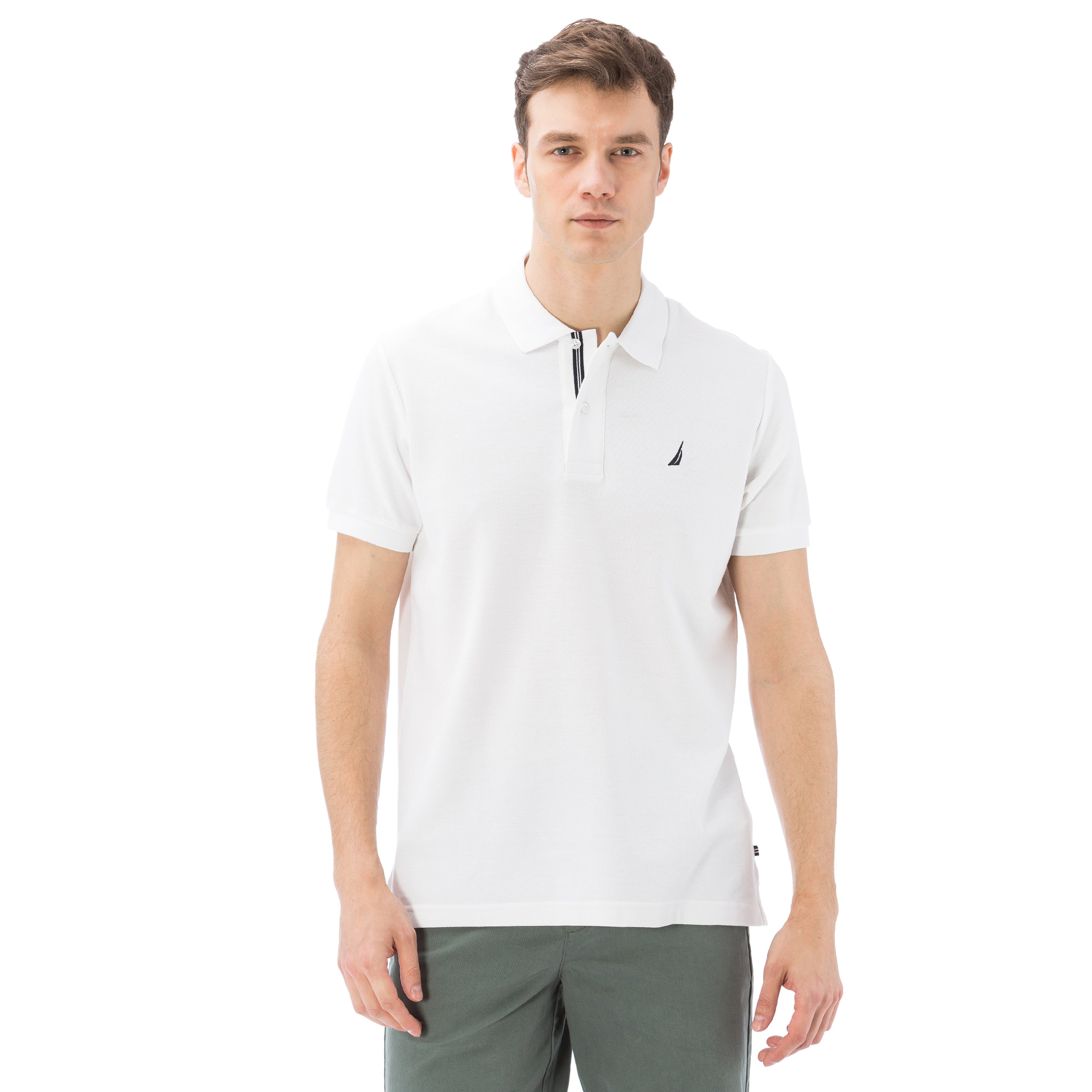 Nautica Erkek Beyaz Kısa Kollu Pamuklu Classic Fit Polo