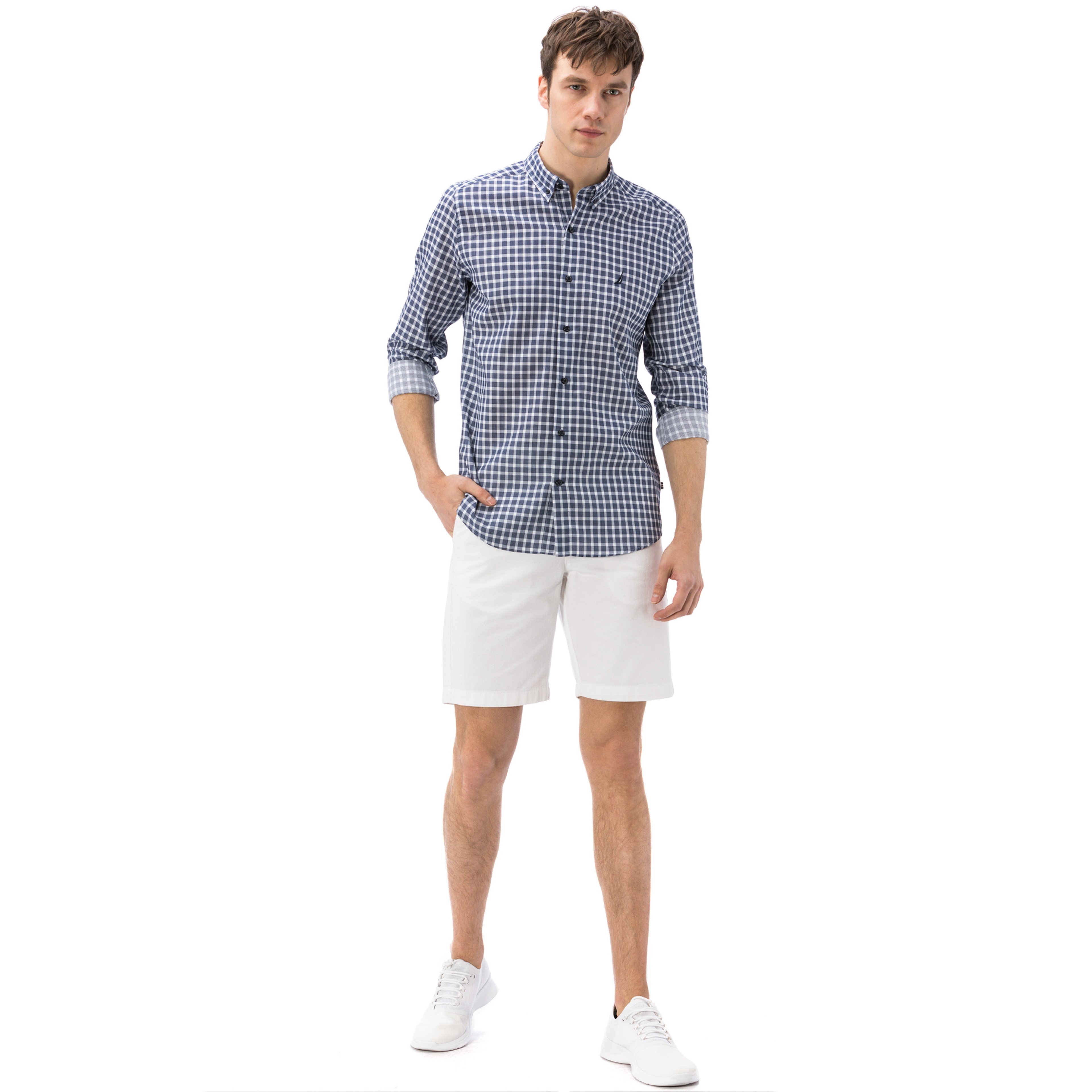 NAUTICA ERKEK BEYAZ CHINO SLIM FIT BERMUDA ŞORT