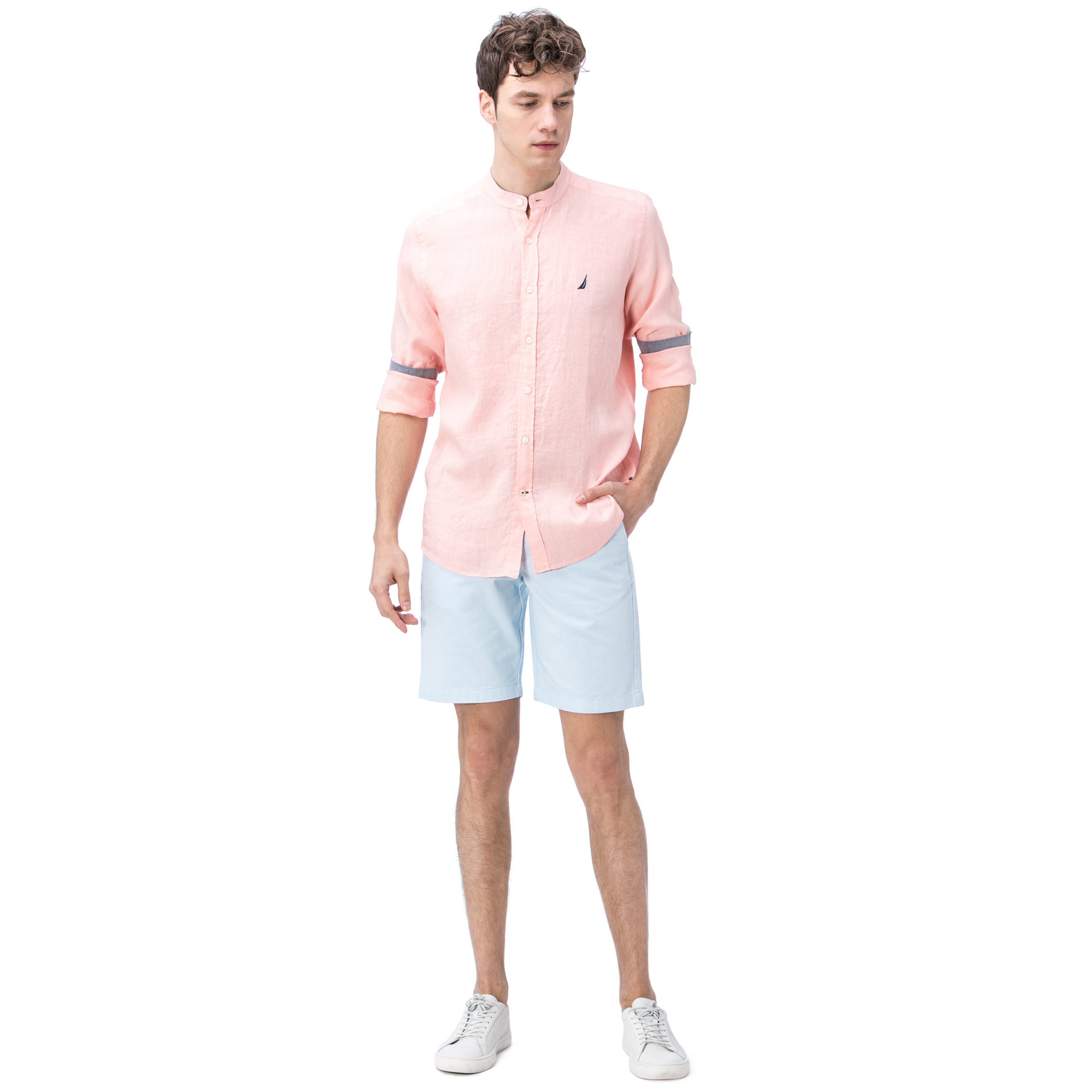 NAUTICA ERKEK MAVİ SLIM FIT CHINO BERMUDA ŞORT