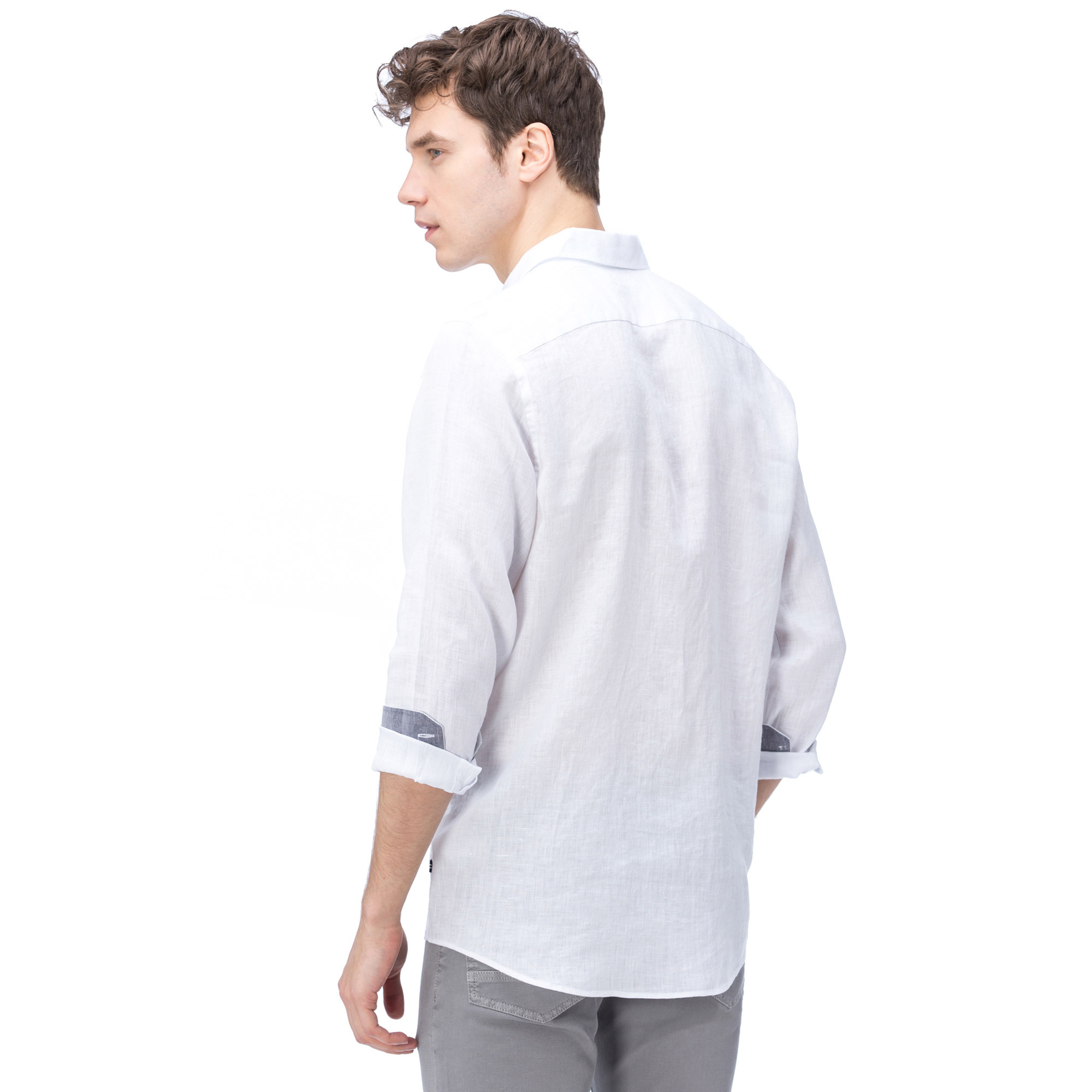 Nautica Erkek Beyaz Keten Gömlek