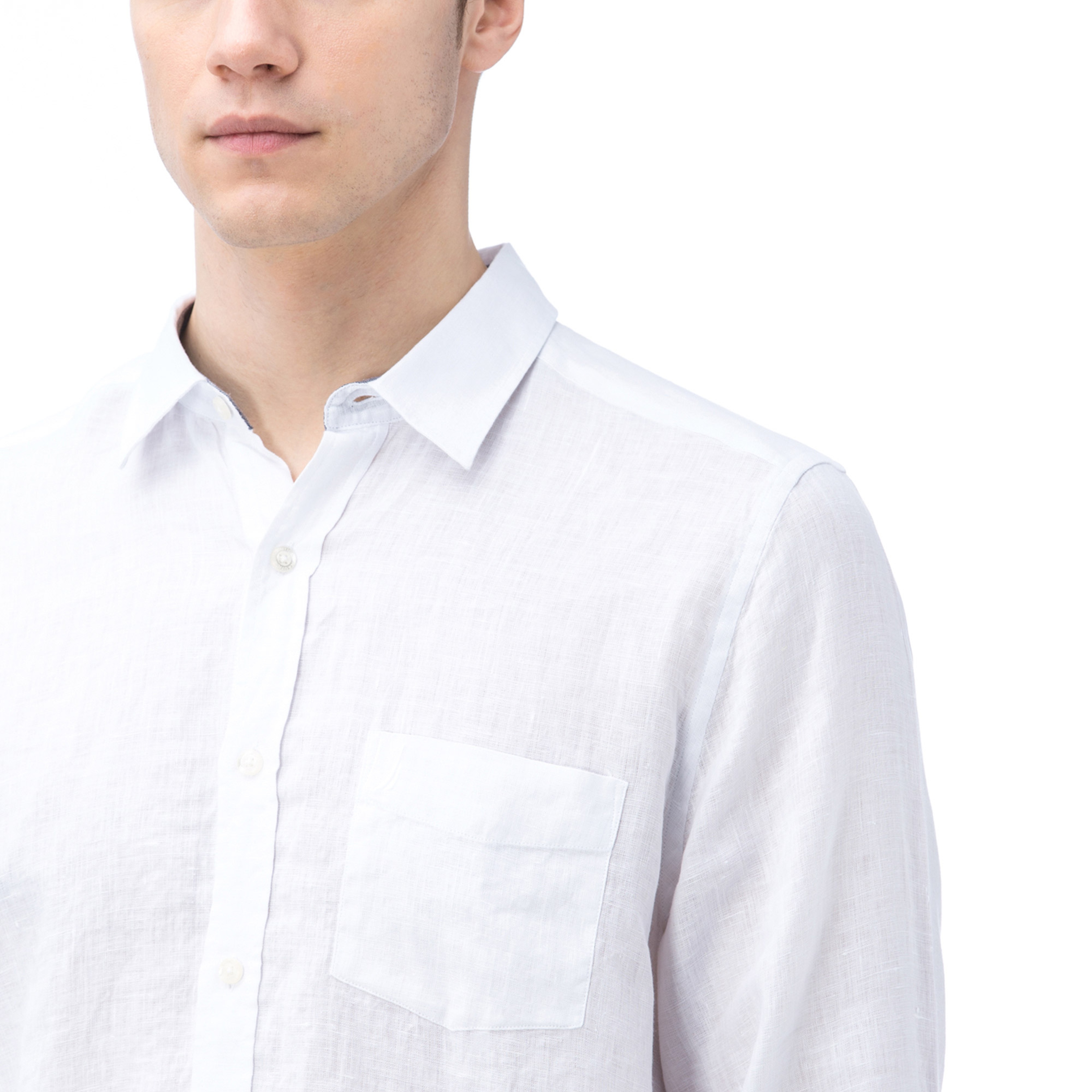 Nautica Erkek Beyaz Keten Gömlek