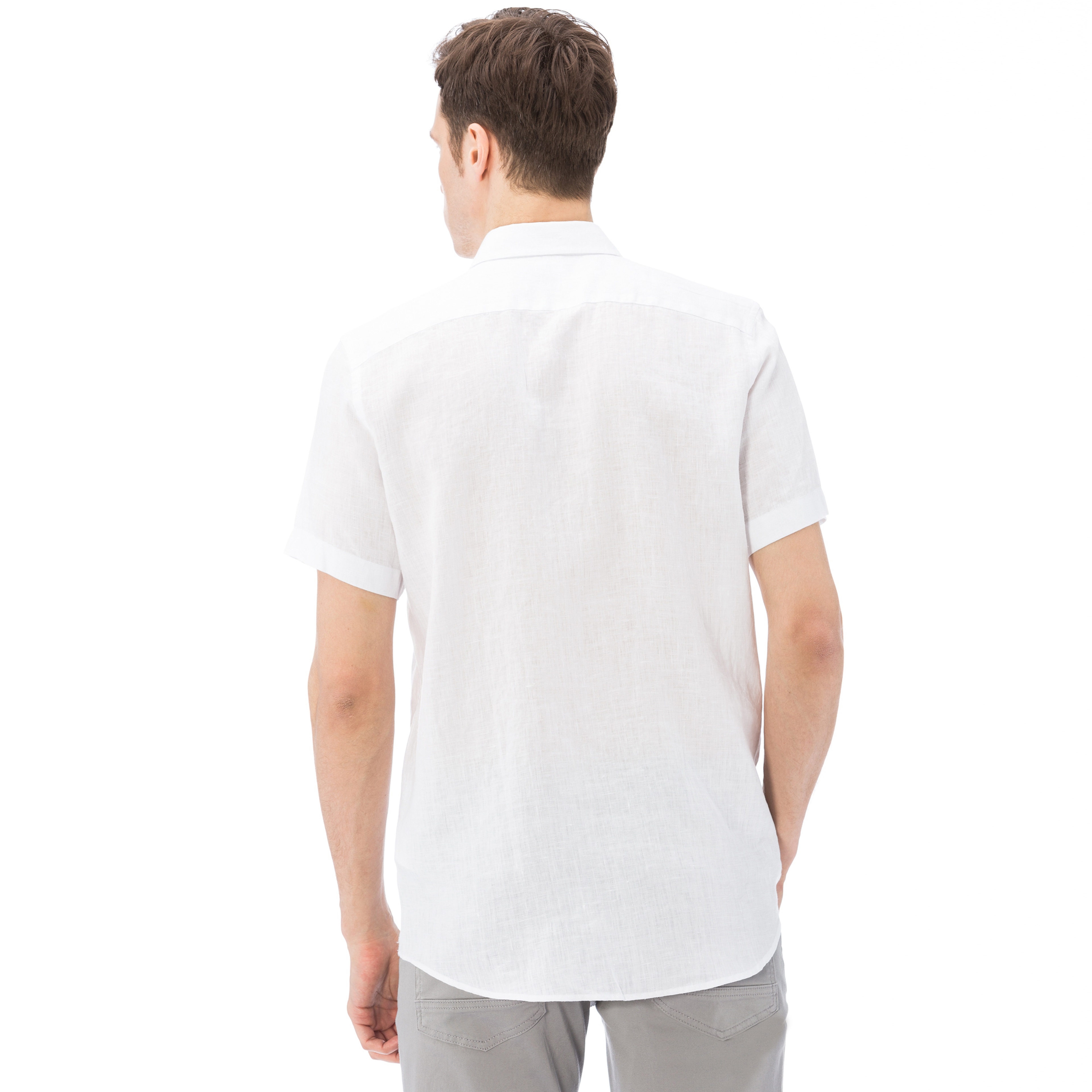 NAUTICA ERKEK BEYAZ KISA KOLLU KETEN GÖMLEK