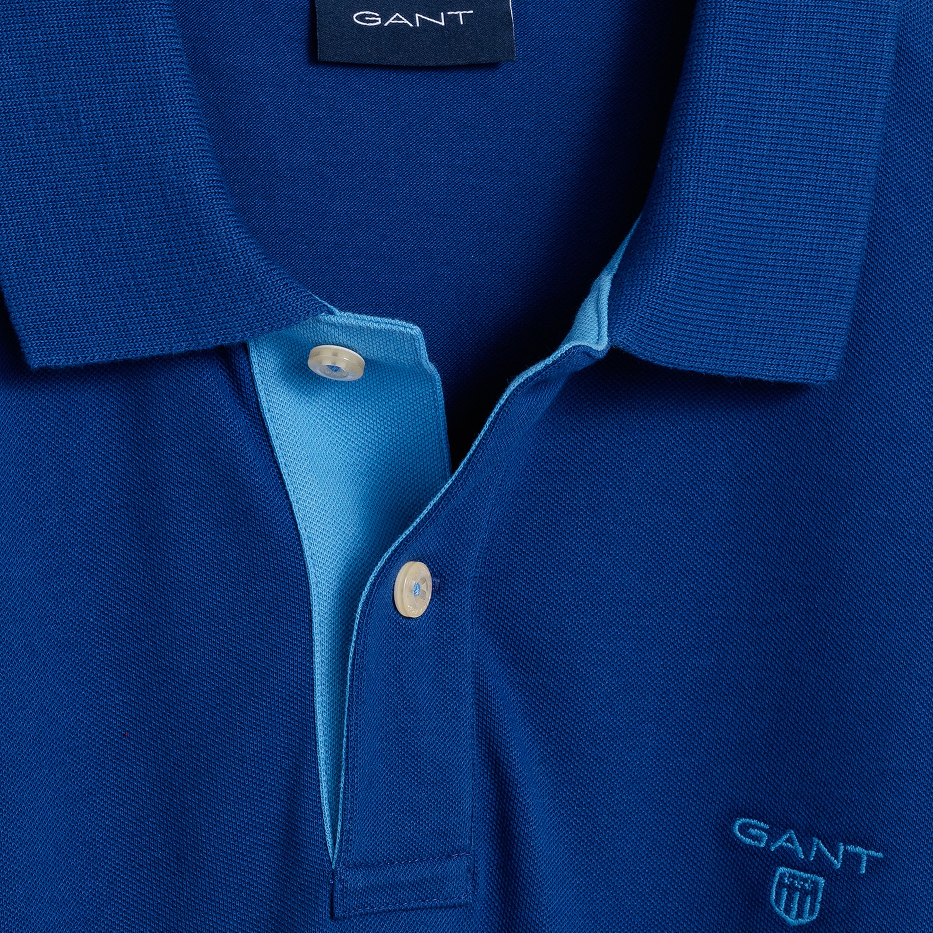 Gant Erkek Mavi Regular Fit Piqué Rugger Polo