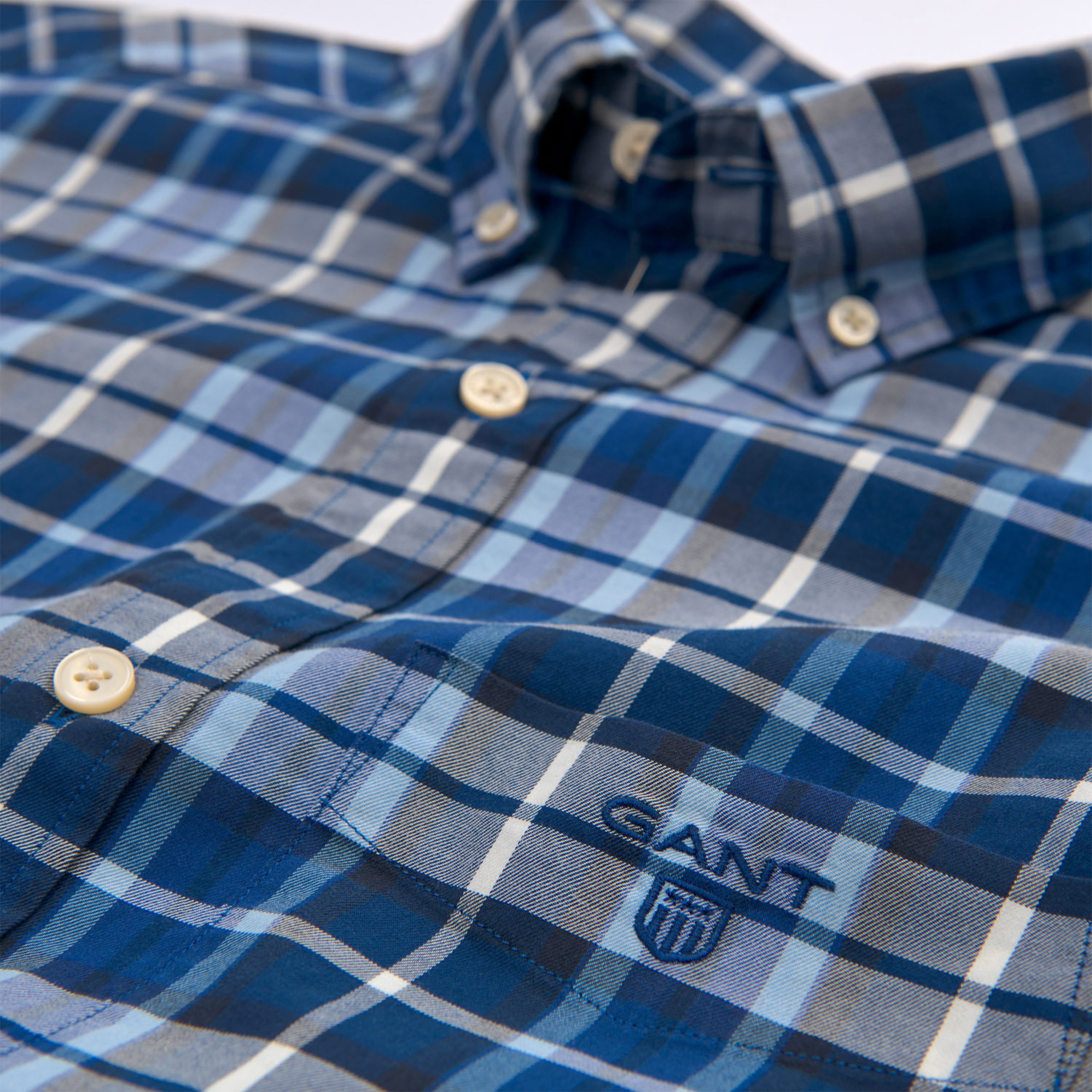 Gant Erkek Mavi Regular Winter Twill Plaid Gömlek