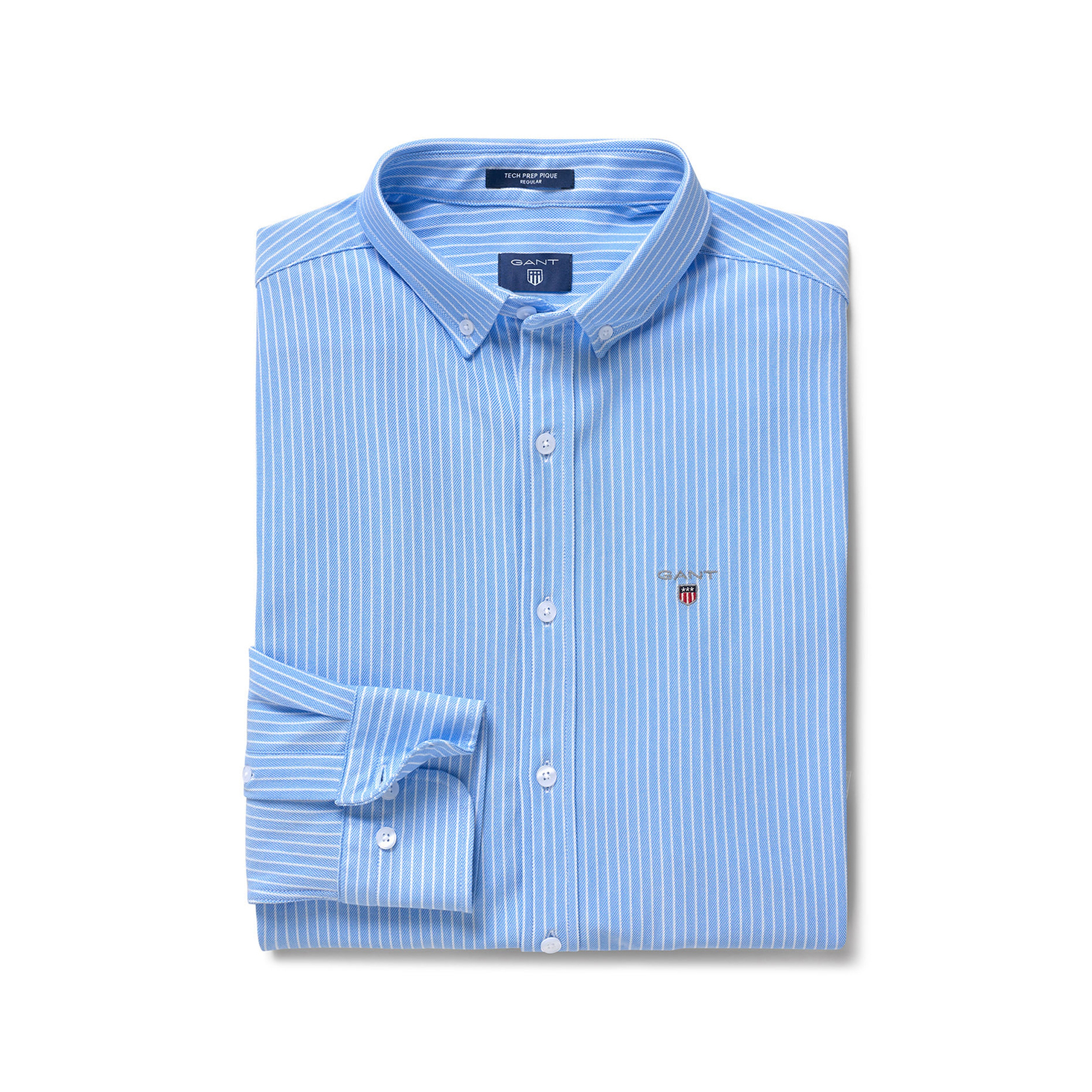 Gant Erkek Mavi Tech Prep Stripe Pique Regular Fit Gömlek