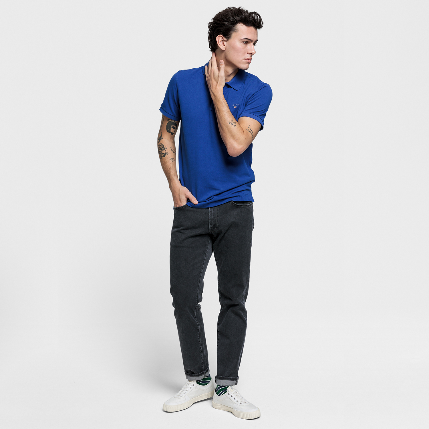 GANT Erkek Mavi Regular Fit Pique Polo