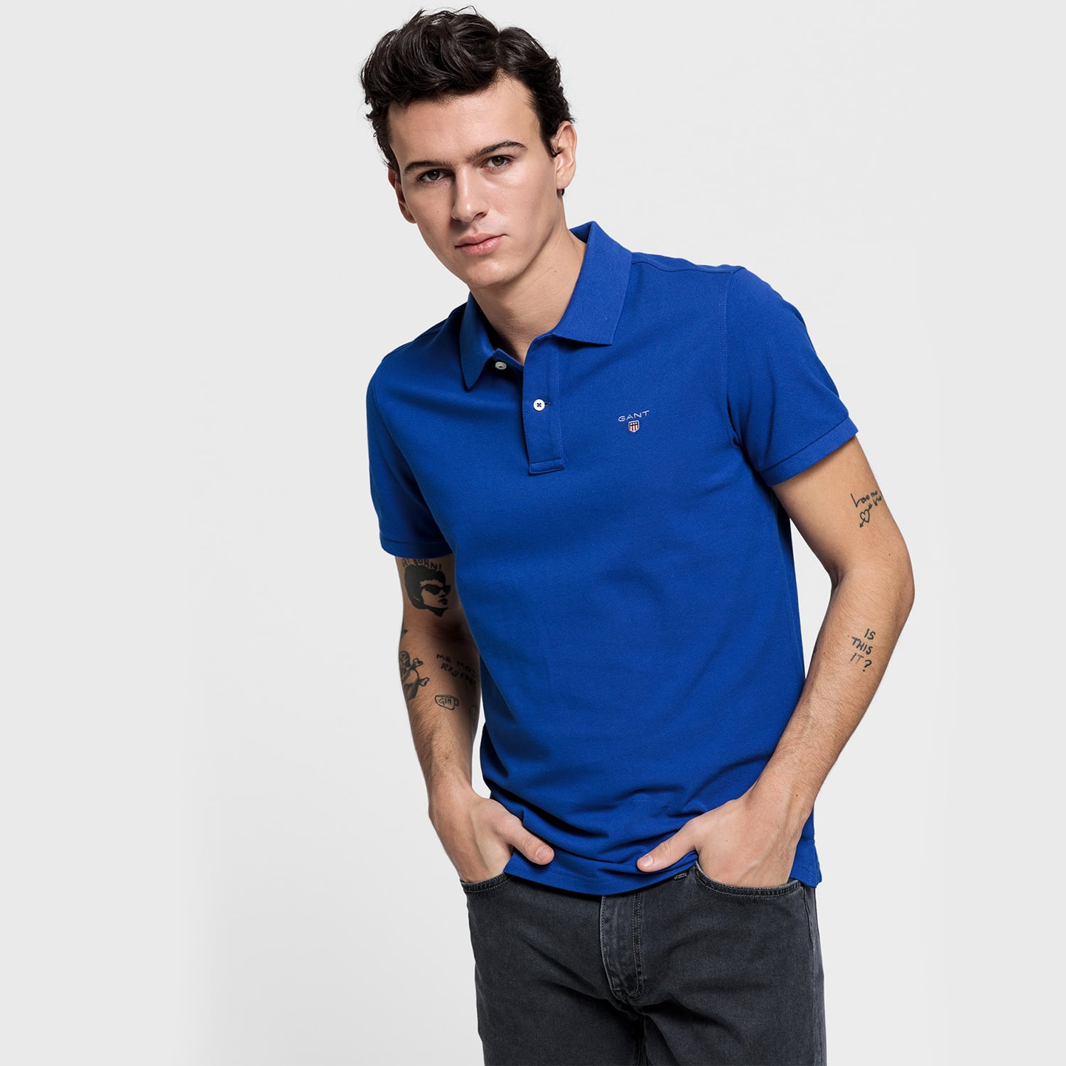 GANT Erkek Mavi Regular Fit Pique Polo