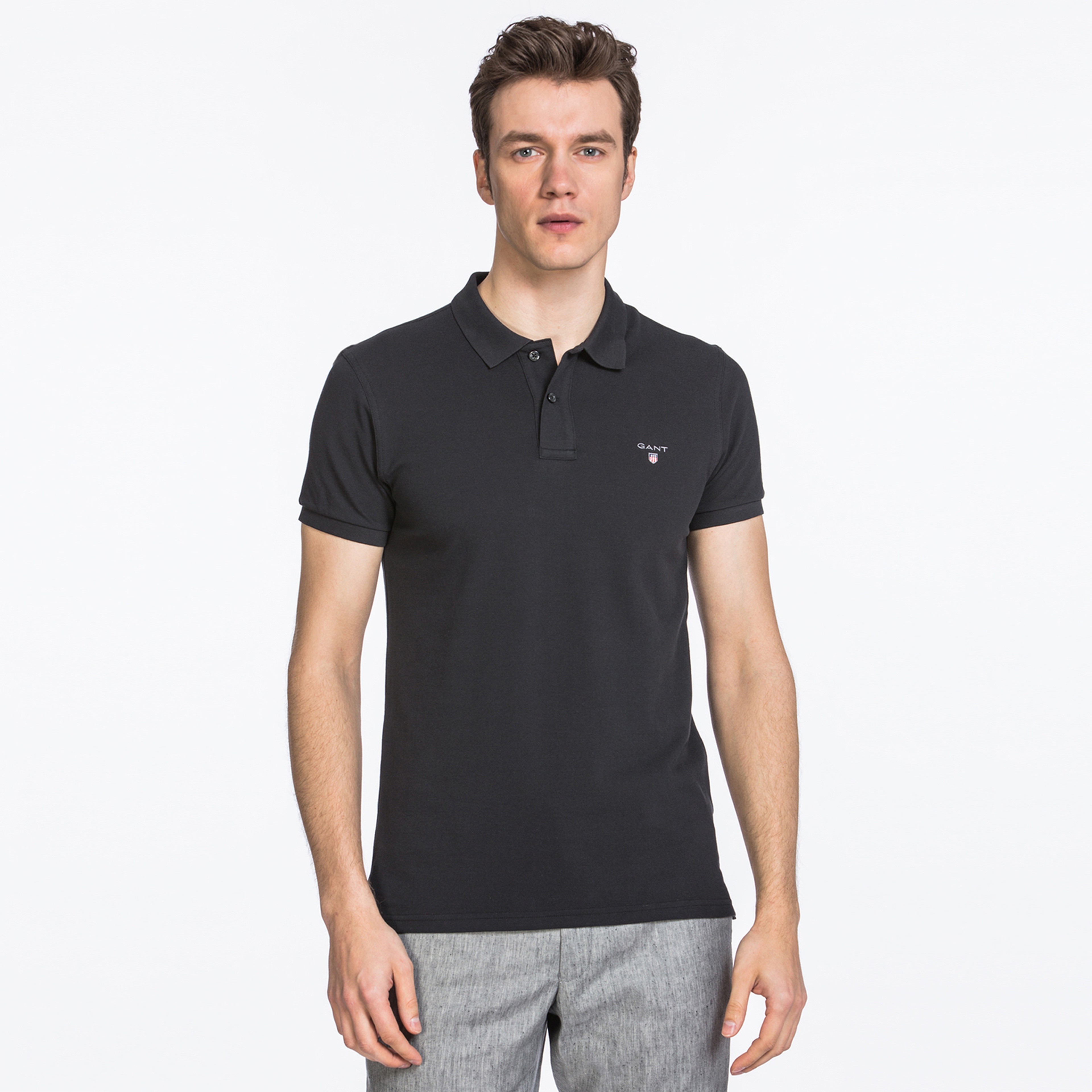 GANT Erkek Siyah Slim Fit Polo