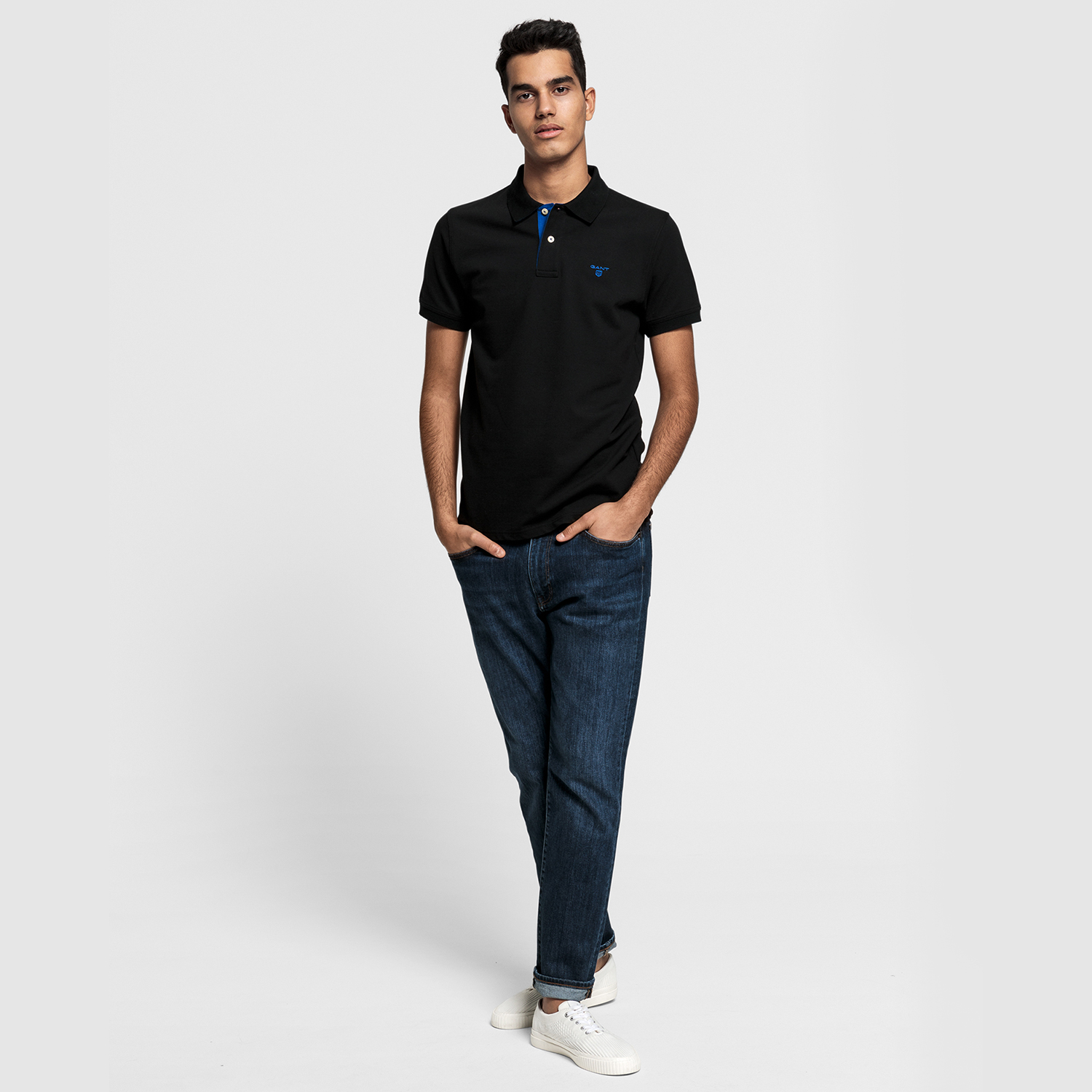 Gant Erkek Siyah Regular Fit Piqué Rugger Polo