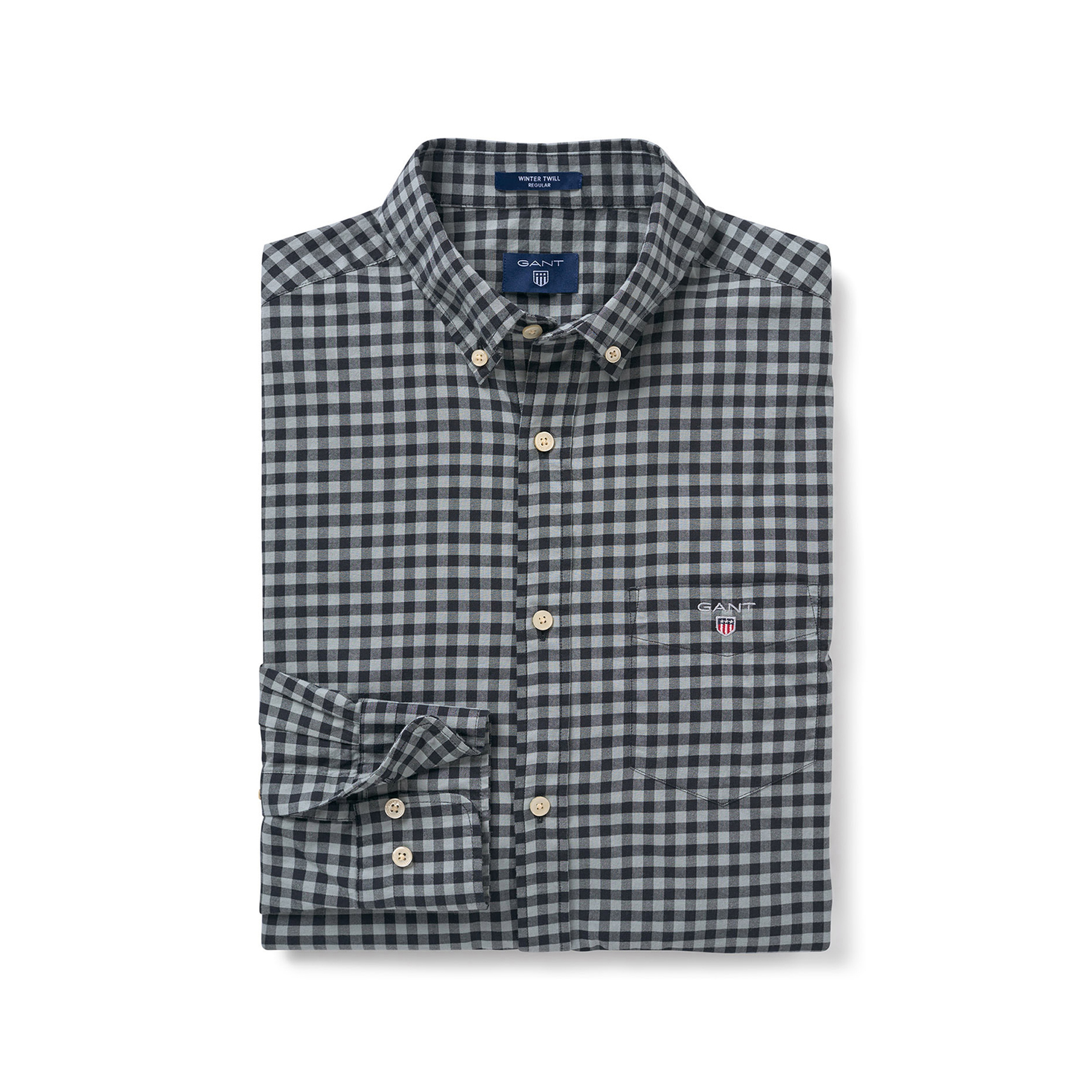 Gant Erkek Siyah Kareli Regular Gömlek