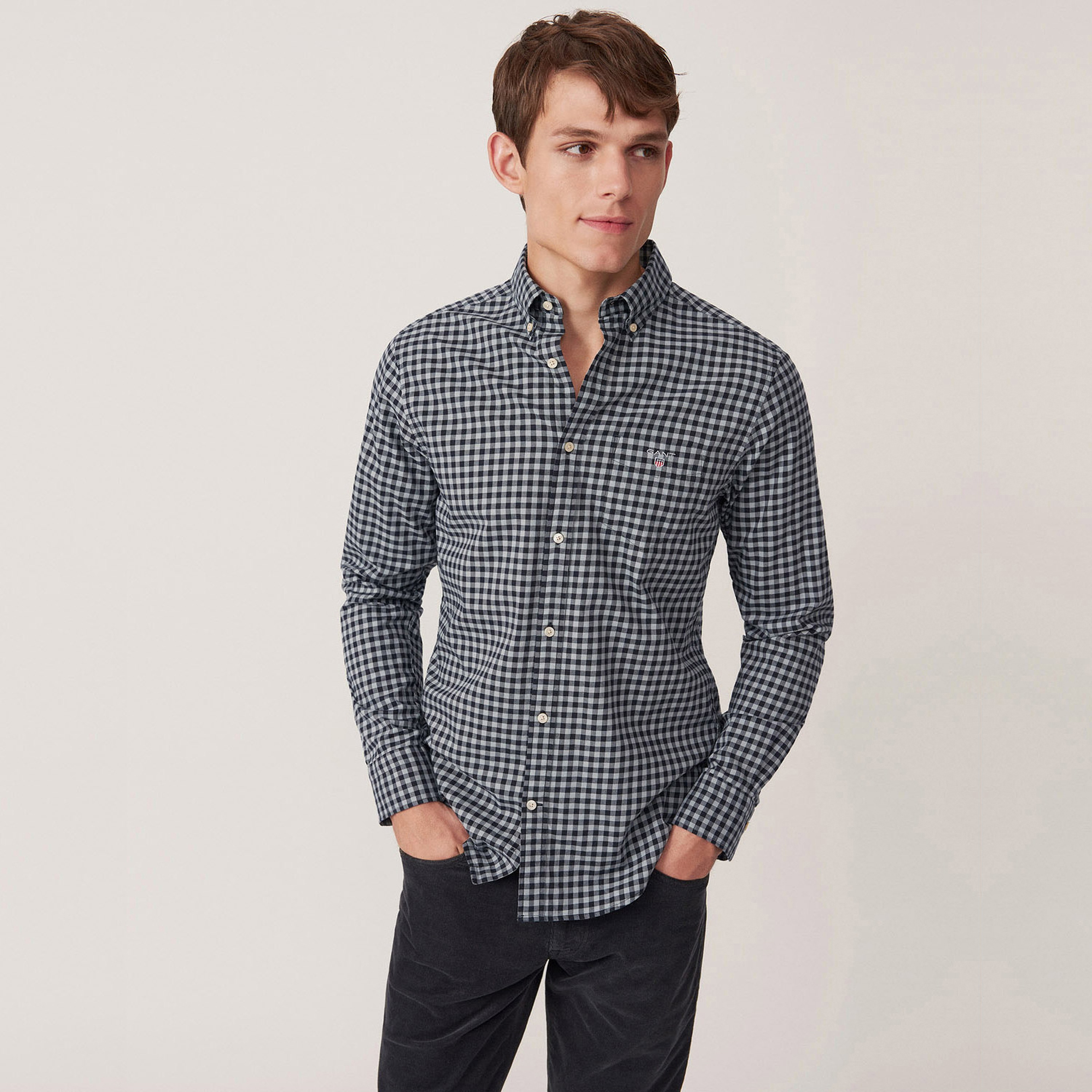 Gant Erkek Siyah Kareli Regular Gömlek