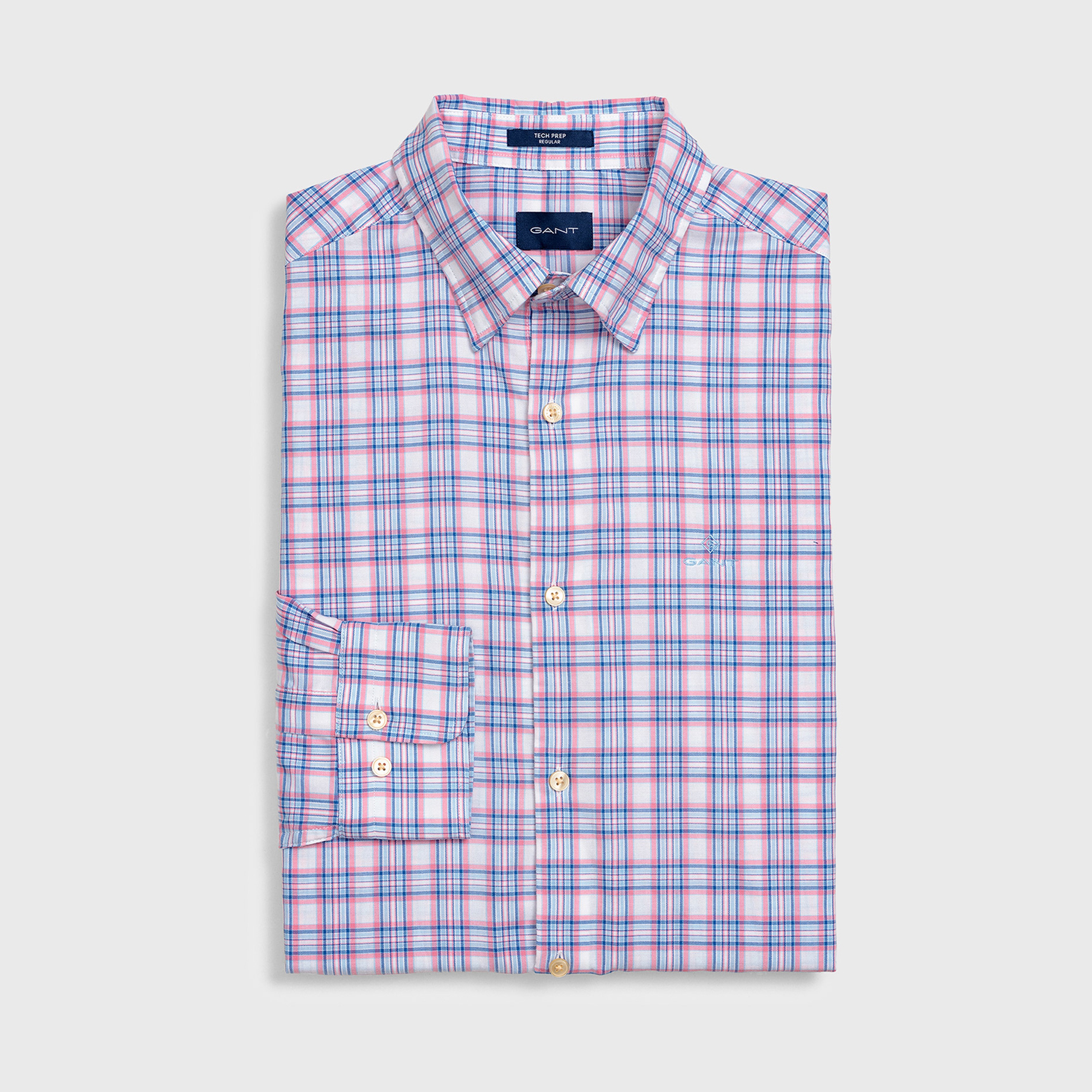Gant Erkek Pembe Regular Fit Tech Prep Oxford Plaid Gömlek