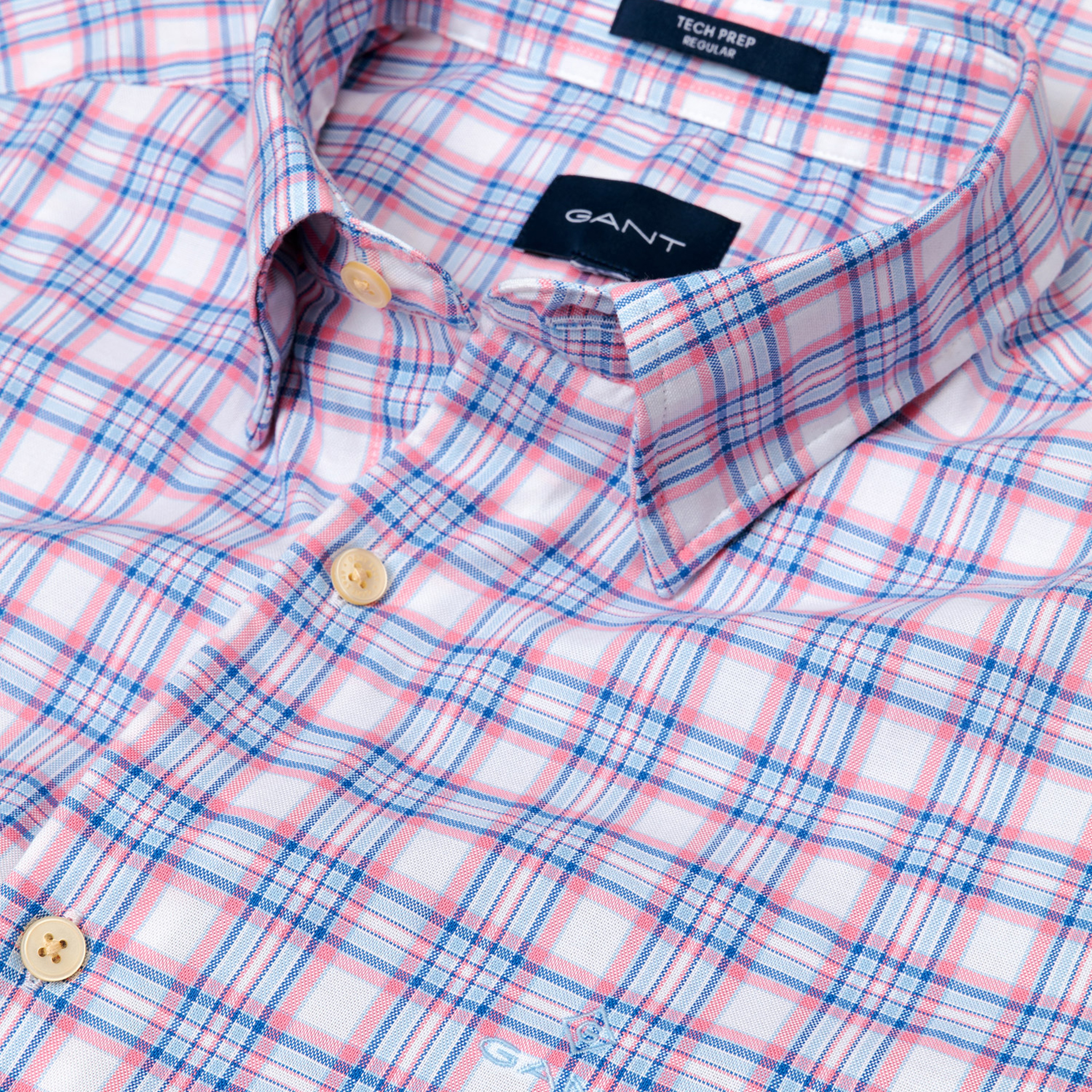Gant Erkek Pembe Regular Fit Tech Prep Oxford Plaid Gömlek