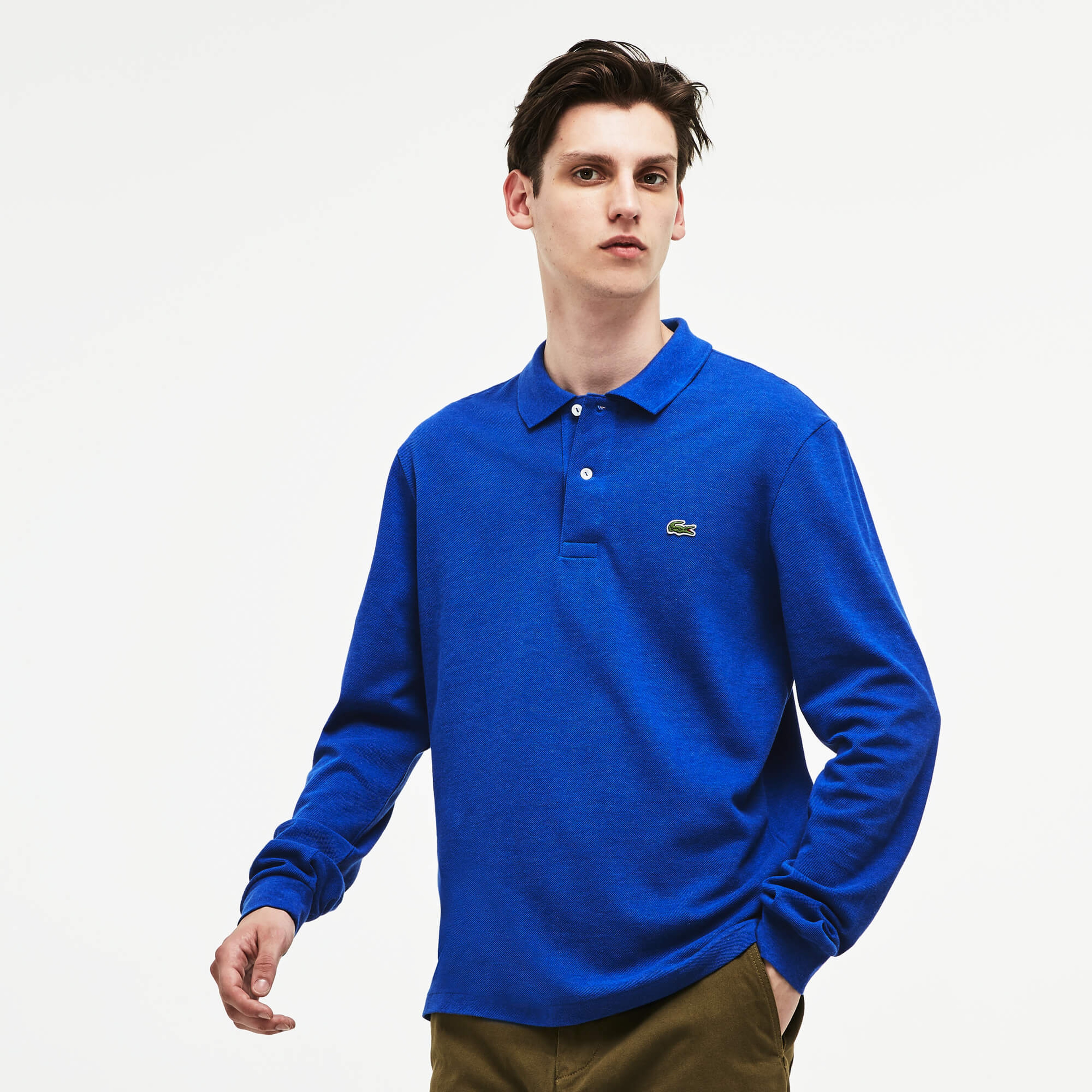 Lacoste Erkek Mavi Uzun Kollu Klasik Fit Polo