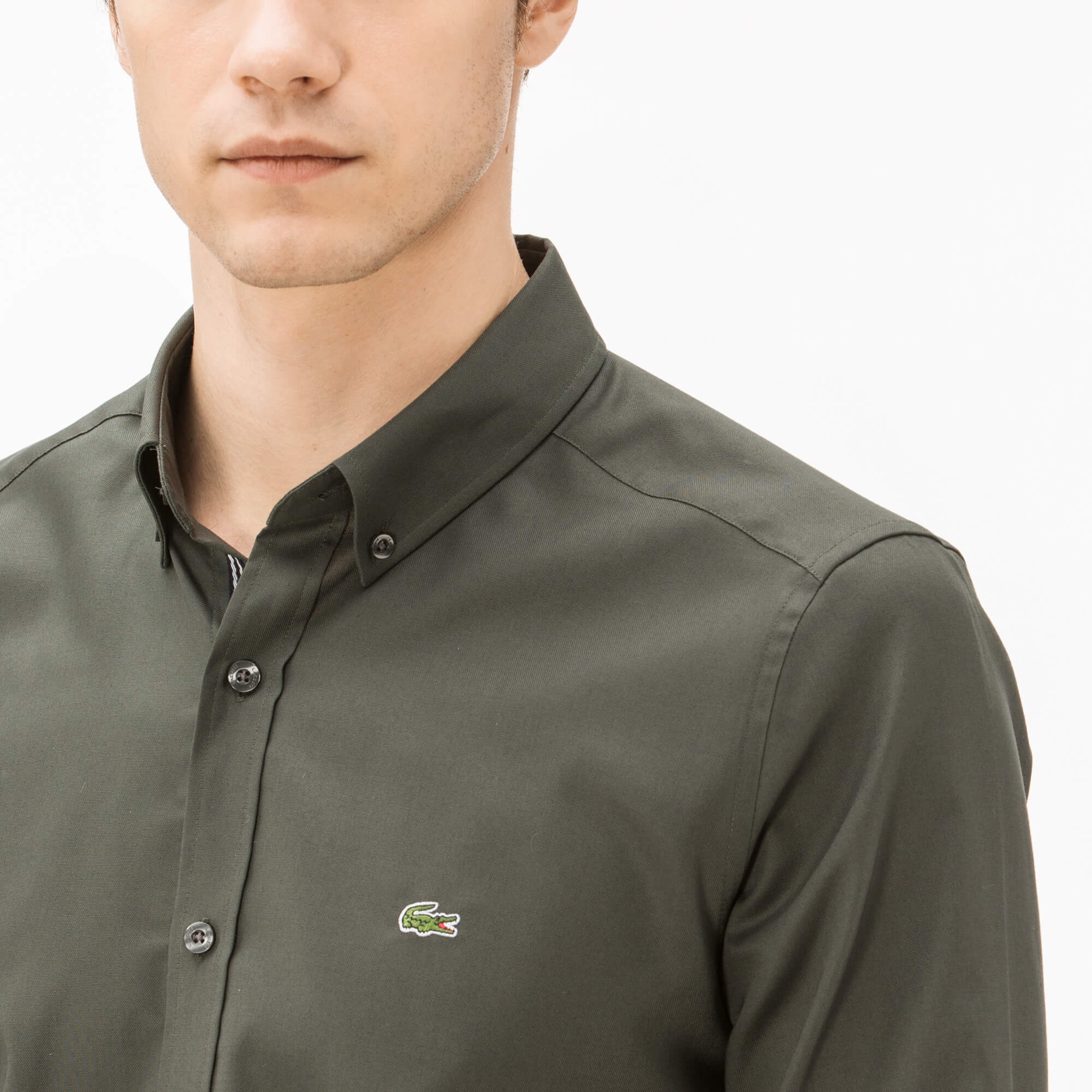 Lacoste Erkek Slim Fit Yeşil Oxford Gömlek