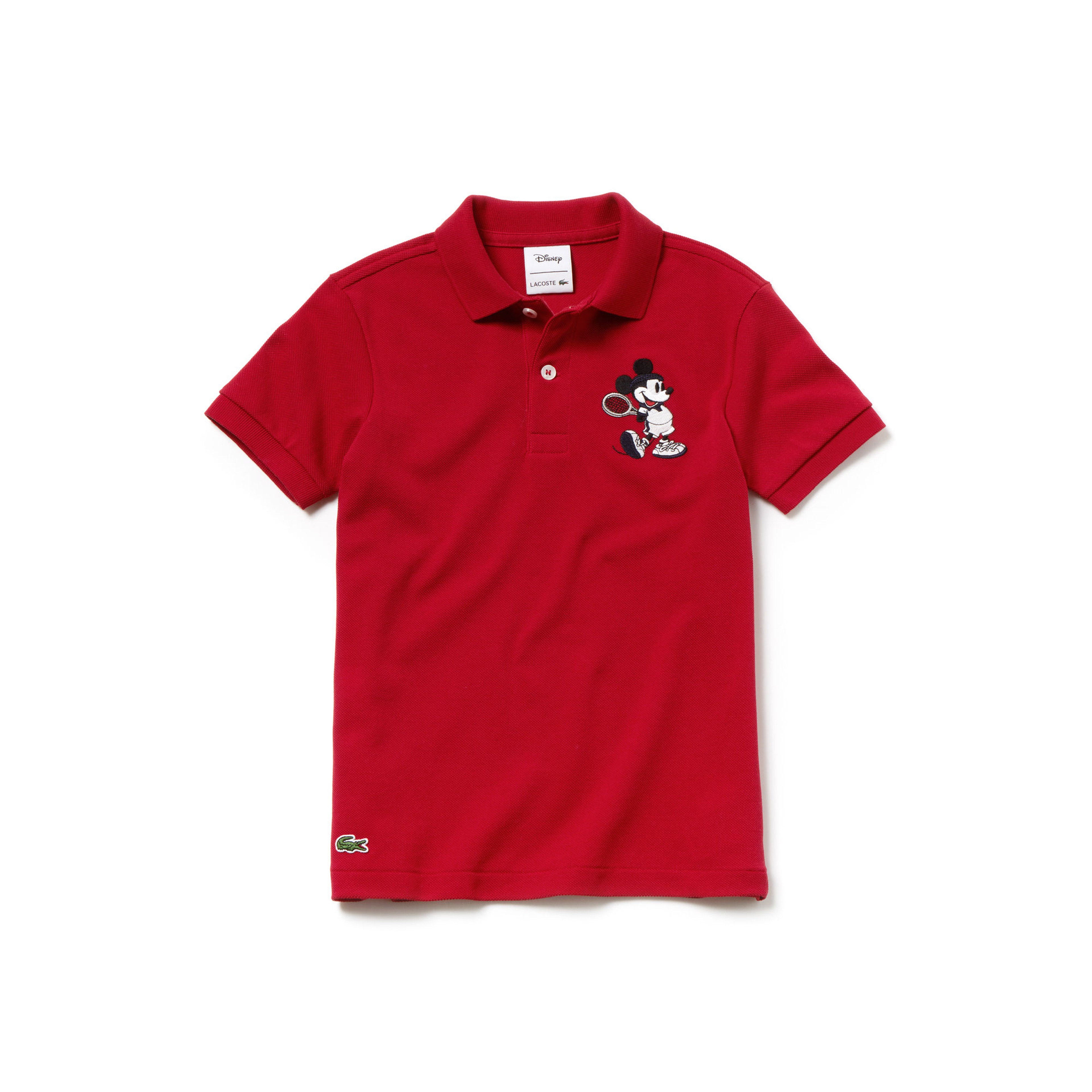 Lacoste x Disney Mickey İşlemeli Çocuk Kırmızı Polo