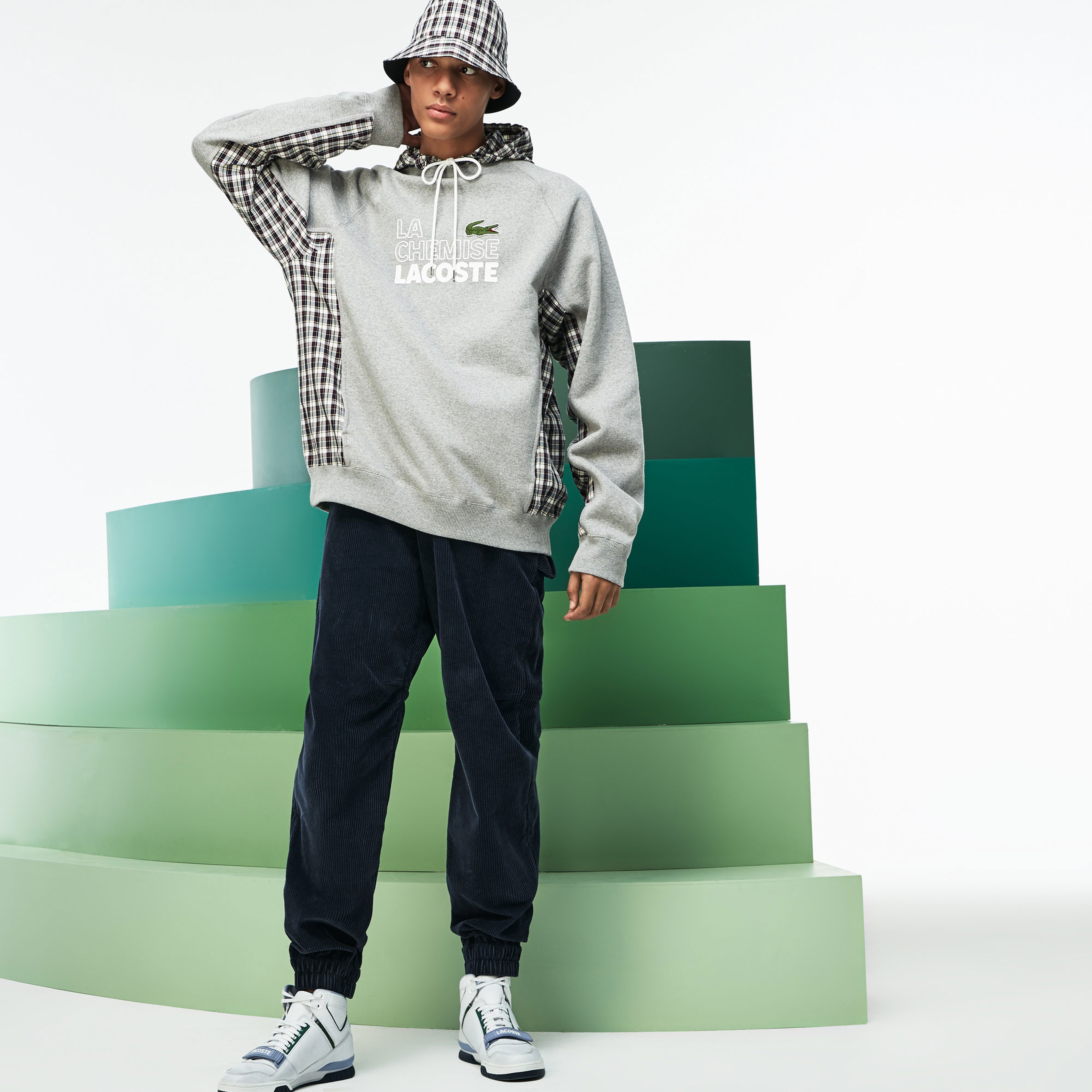 Lacoste Fashion Show Erkek Gri Kapüşonlu Sweatshirt