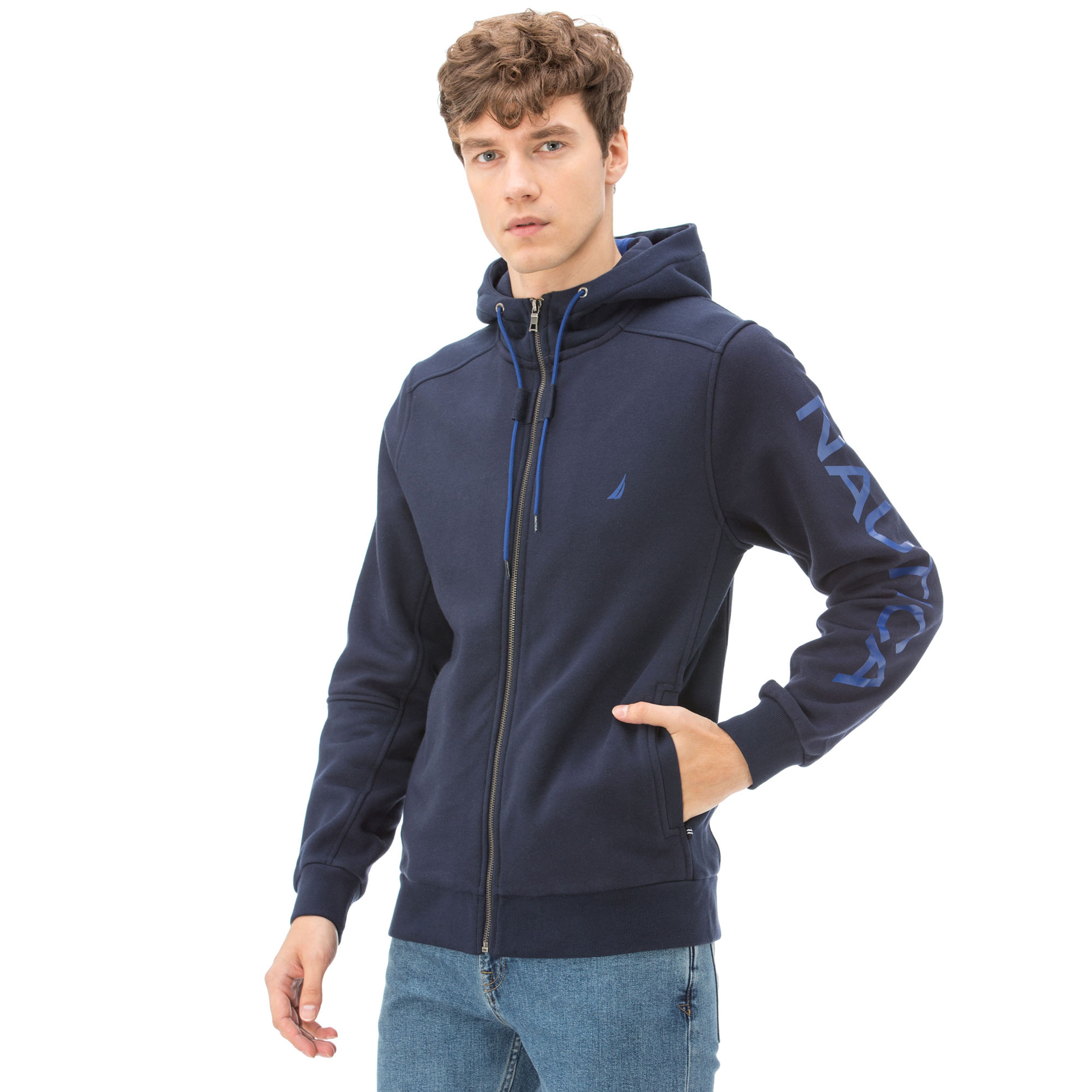 NAUTICA UZUN KOLLU DÜZ LACİVERT ERKEK SWEATSHIRT