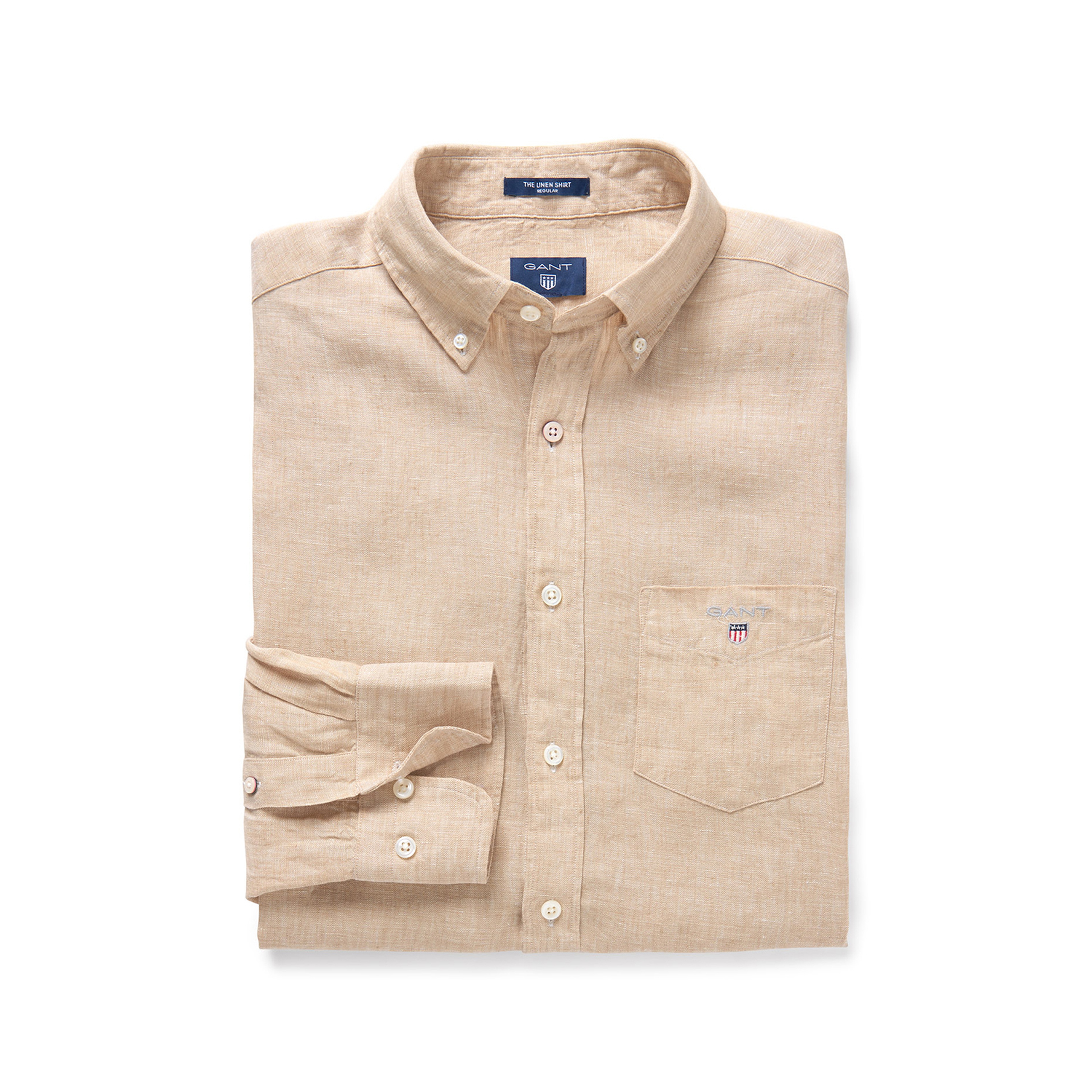 Gant Erkek Bej Regular Fit Keten Gömlek